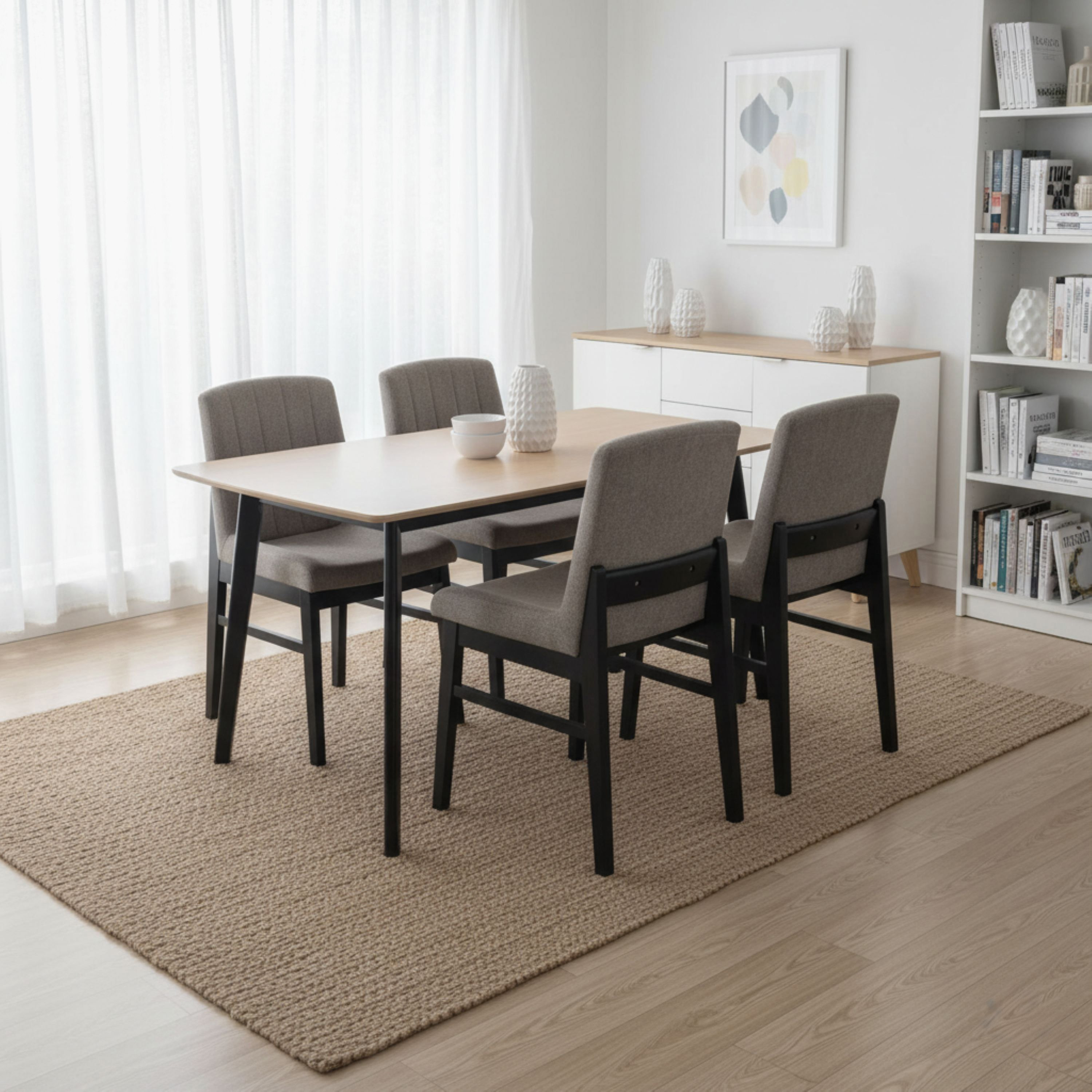 Scandi Caspian 4-Seater Dining Set-hbxdiningroom-diningtablesandsets-diningsets-diningpackages-image-1