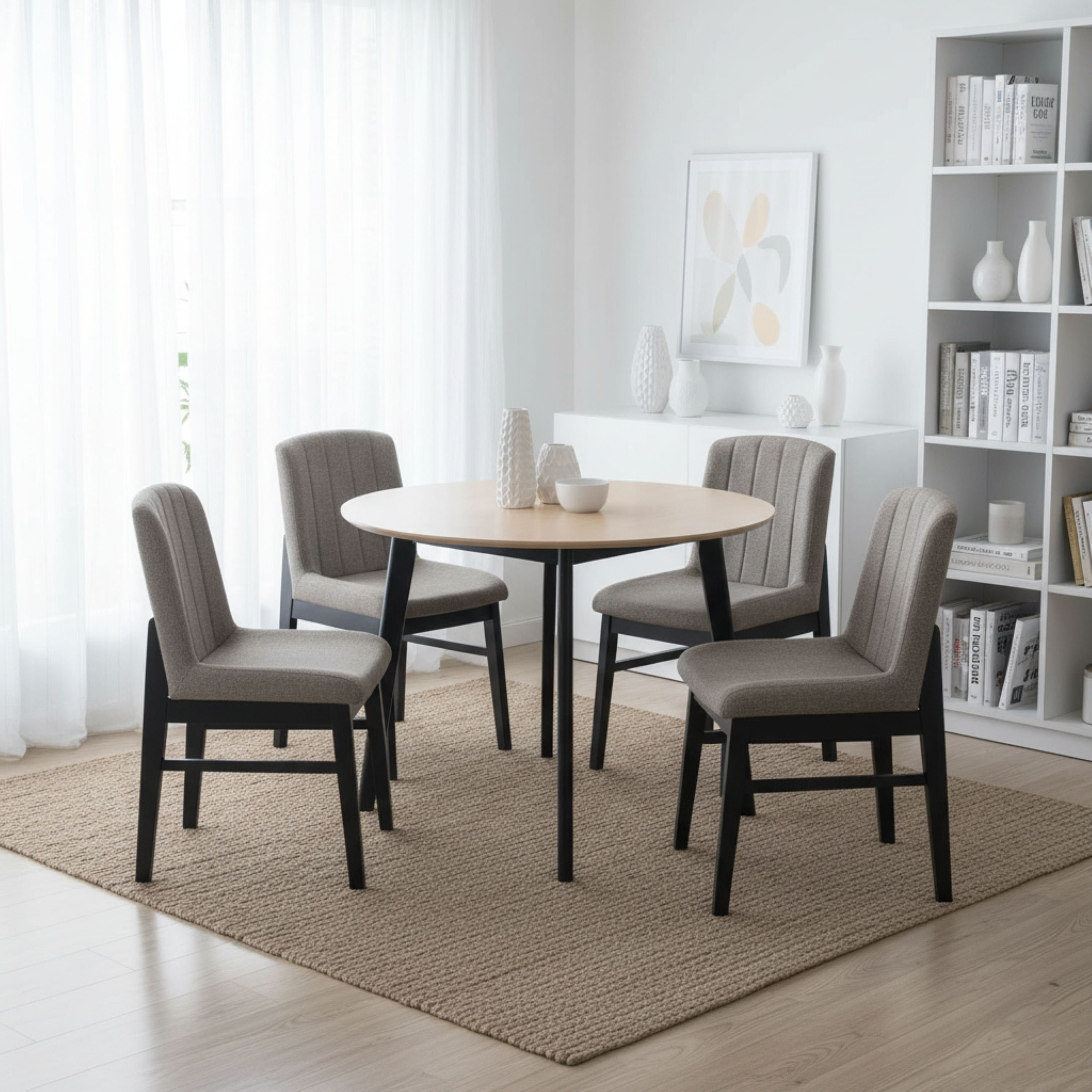 Scandi Caspian 4-Seater Dining Set-hbxdiningroom-diningtablesandsets-diningsets-diningpackages-image-1