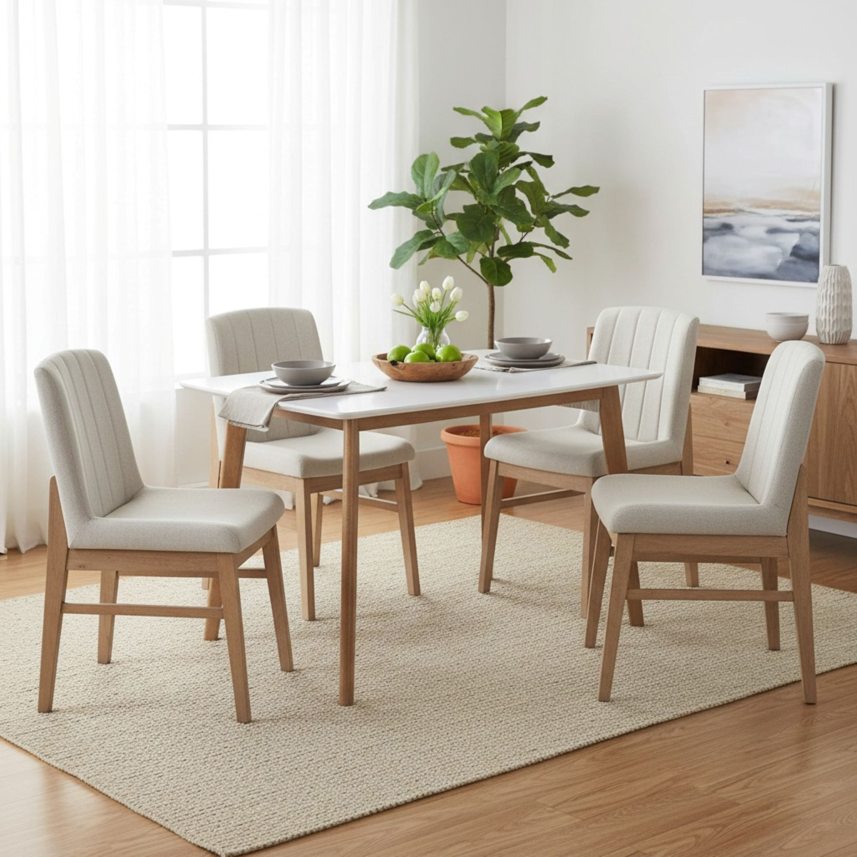 Scandi Caspian 4-Seater Dining Set-hbxdiningroom-diningtablesandsets-diningsets-diningpackages-image-1
