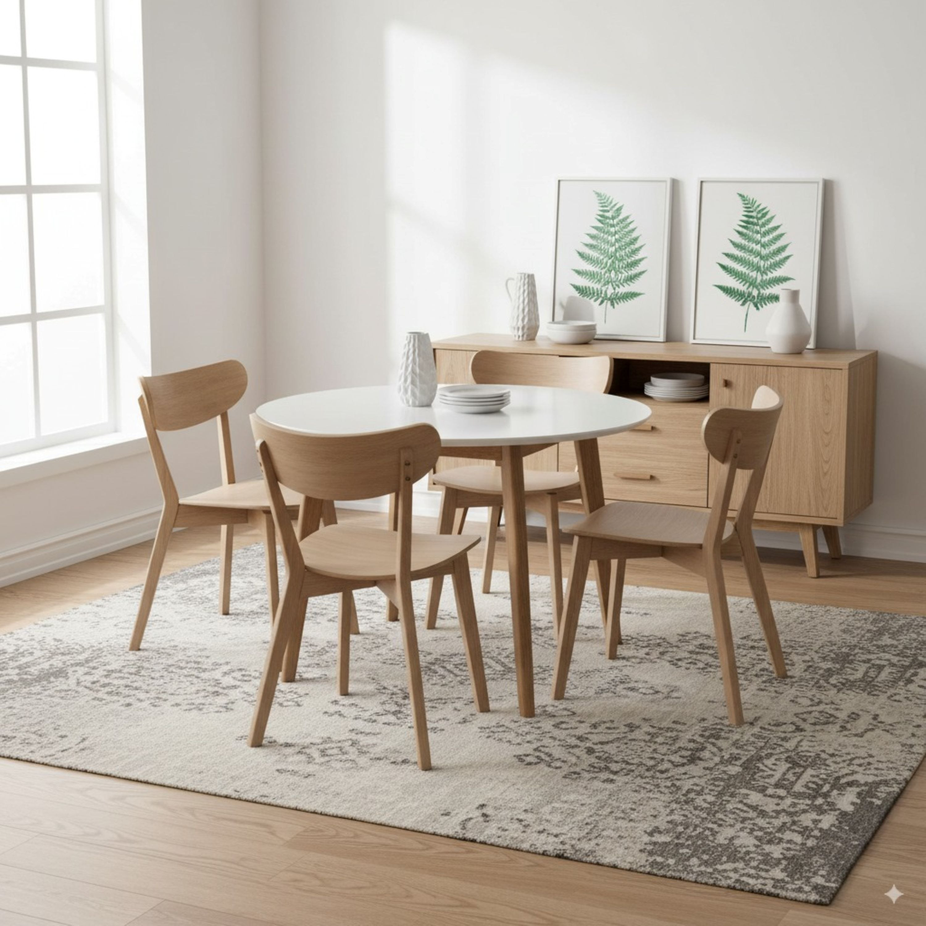 Scandi Luma 4-Seater Round Dining Set-hbxdiningroom-diningtablesandsets-diningsets-diningpackages-image-1