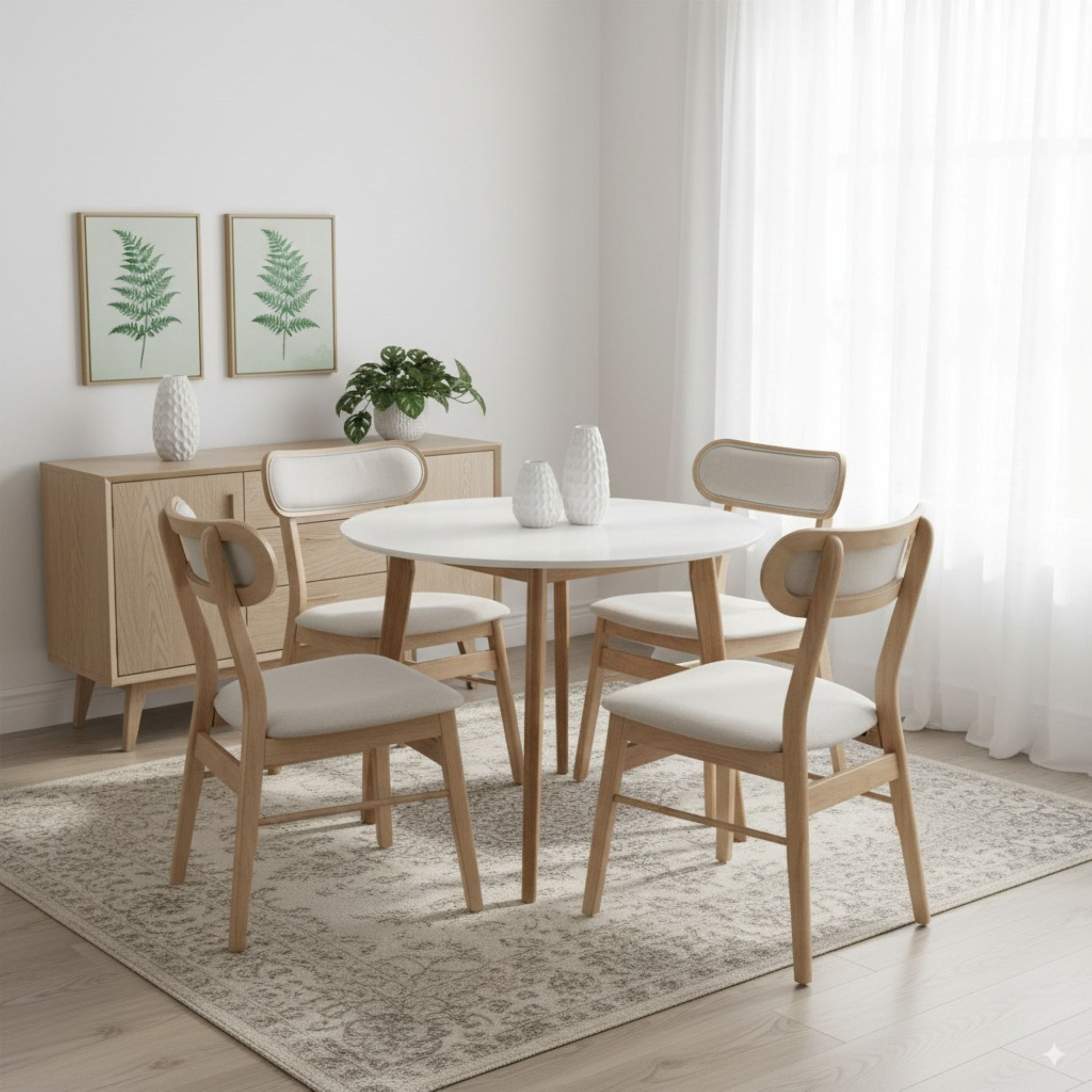 Scandi Nordi 4-Seater Round Dining Set-hbxdiningroom-diningtablesandsets-diningsets-diningpackages-image-1