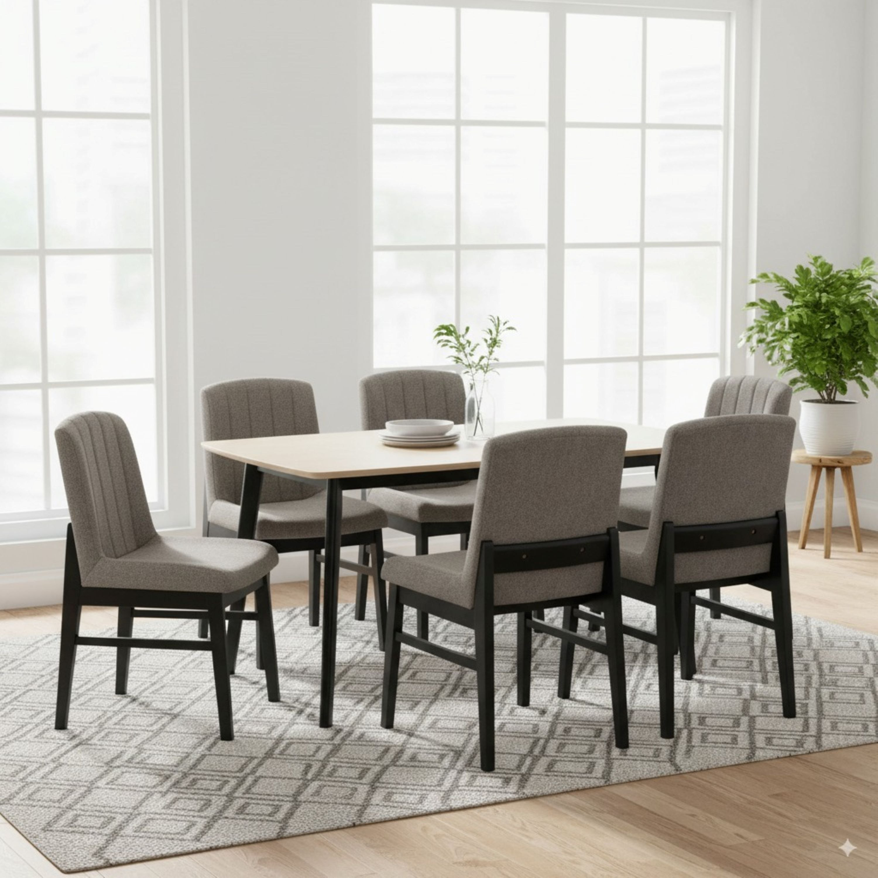 Scandi Caspian 6-Seater Dining Set-hbxdiningroom-diningtablesandsets-diningsets-diningpackages-image-1