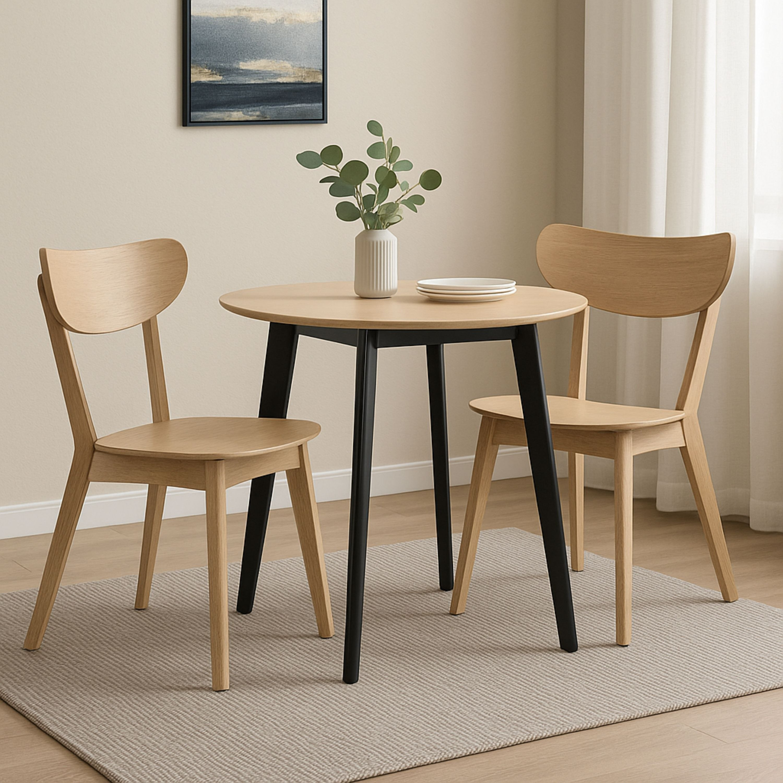 Scandi Luma Round 2-Seater Dining Set-hbxfurniture-diningtablesandsets-diningsets-twoseater-image-1