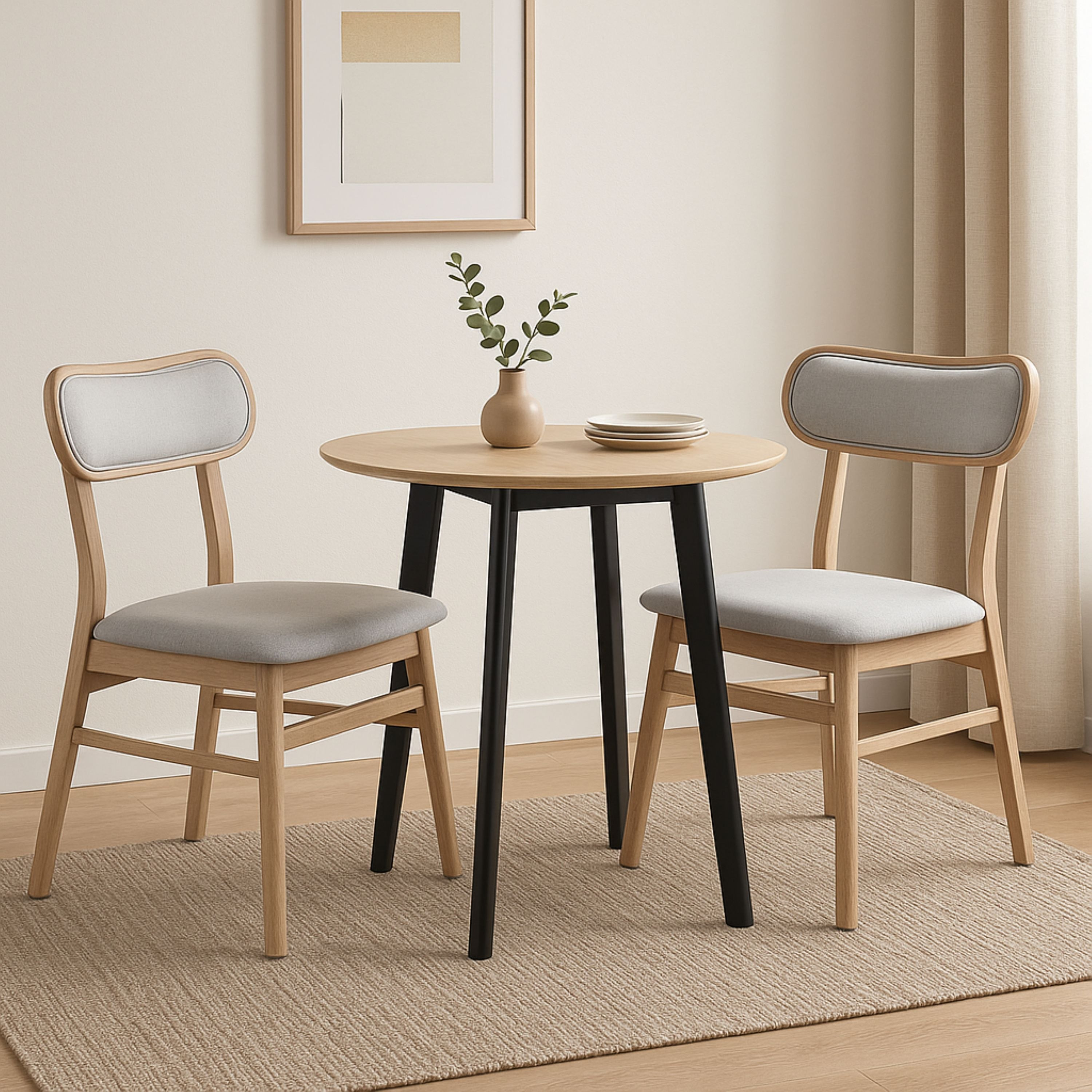 Scandi Nordi Round 2-Seater Dining Set-hbxfurniture-diningtablesandsets-diningsets-twoseater-image-1