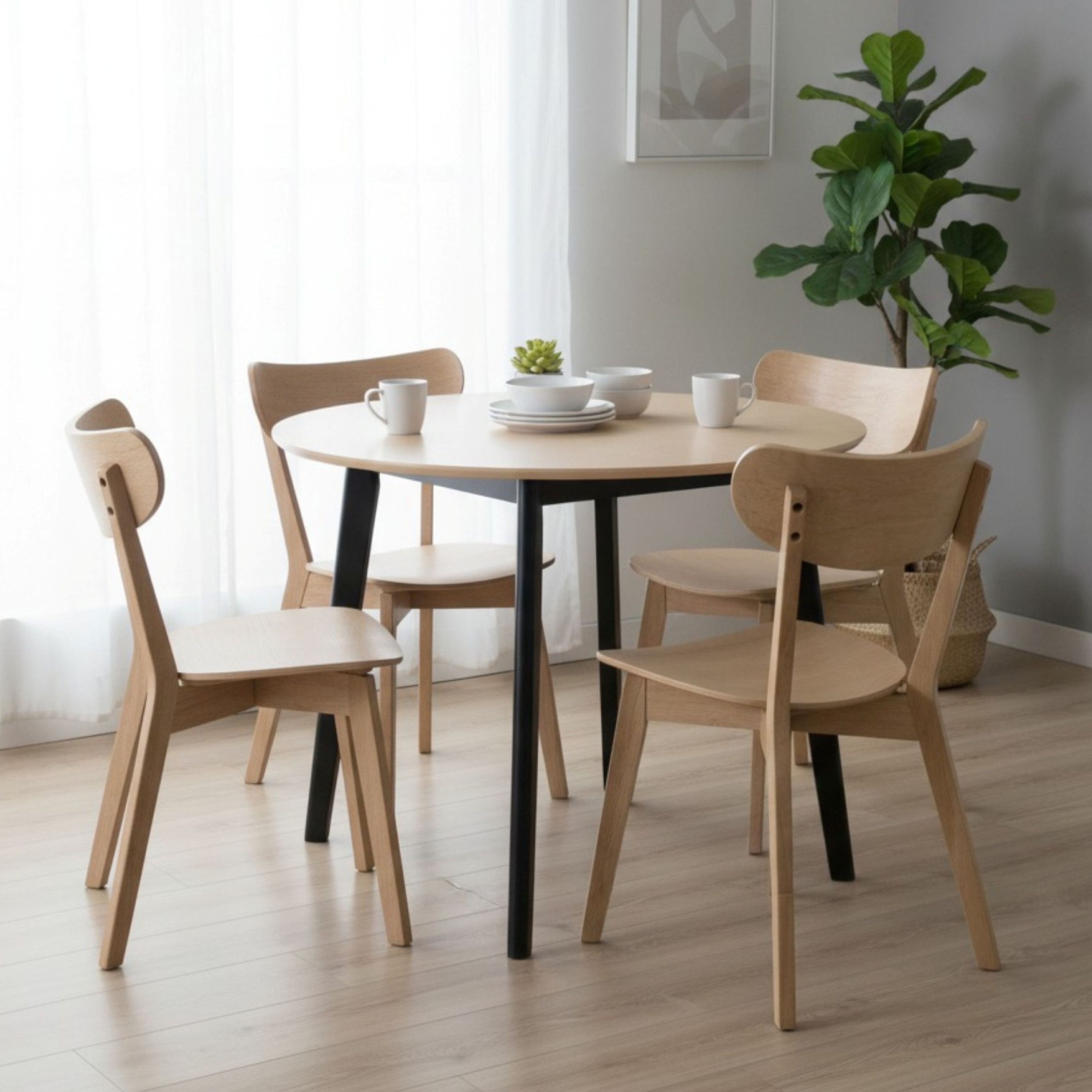 Scandi Luma 4-Seater Round Dining Set-hbxdiningroom-diningtablesandsets-diningsets-diningpackages-image-1