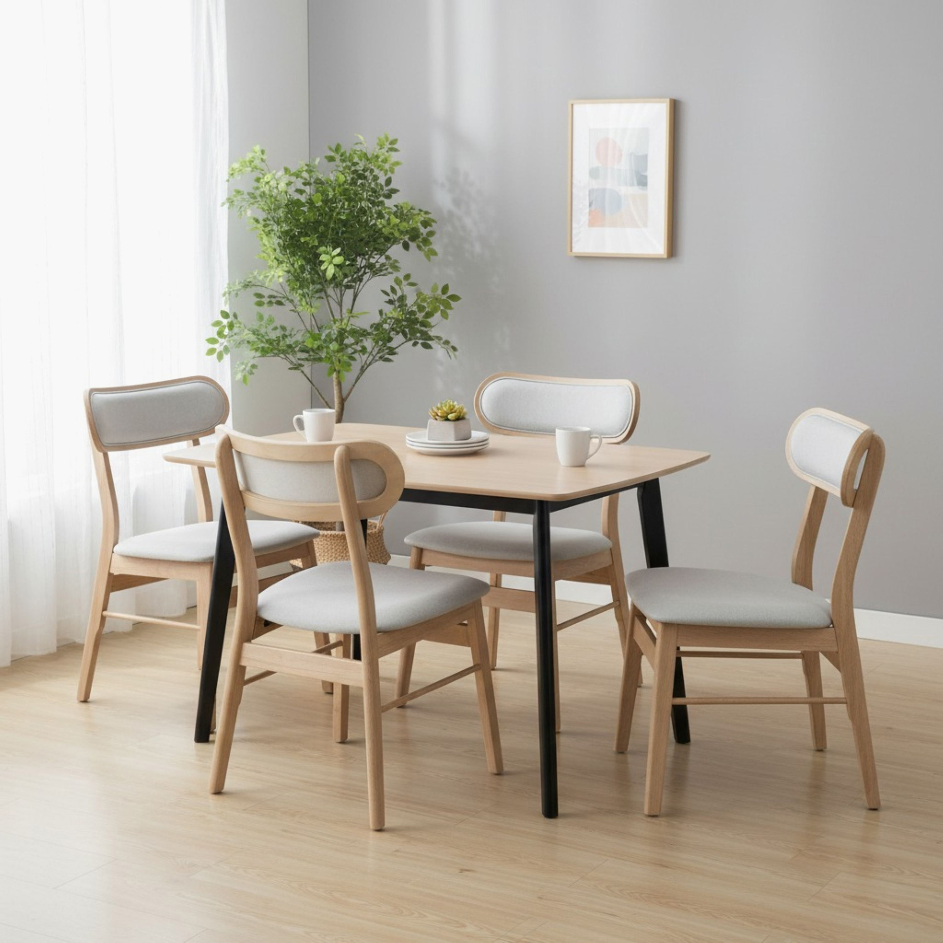 Scandi Nordi 4-Seater Dining Set-hbxdiningroom-diningtablesandsets-diningsets-diningpackages-image-1