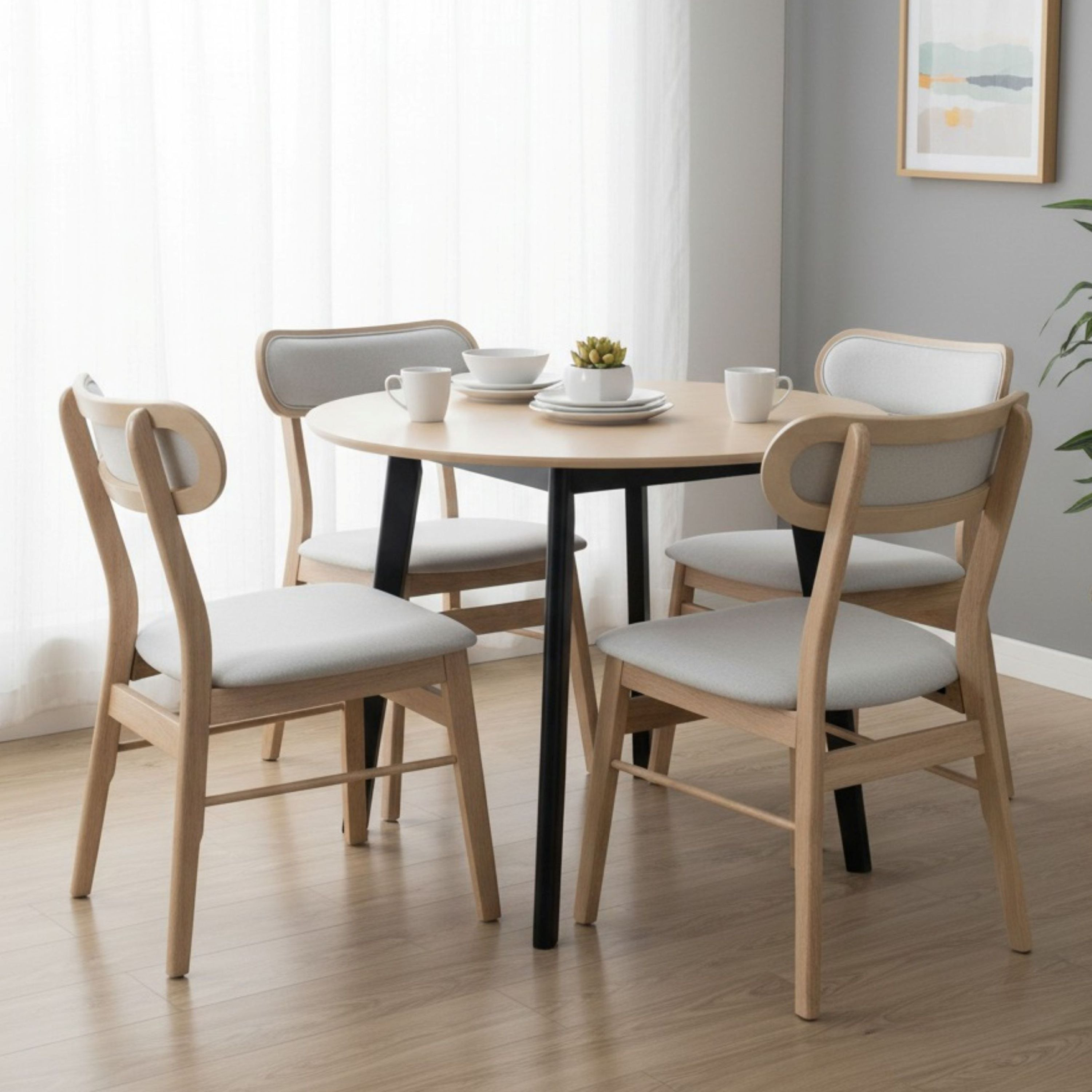 Scandi Nordi 4-Seater Round Dining Set-hbxdiningroom-diningtablesandsets-diningsets-diningpackages-image-1