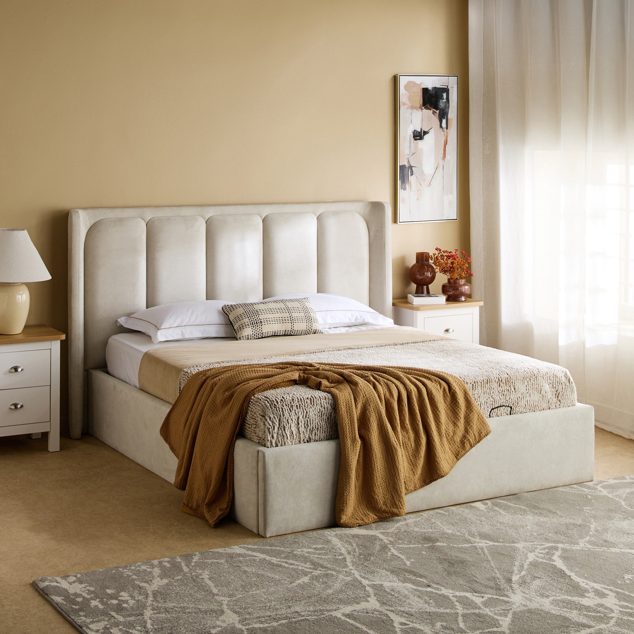 Hampton Carmen Queen Upholstered Bed - 160x200 cm-hbxbedroom-bedsandbedsets-beds-queen-image-1