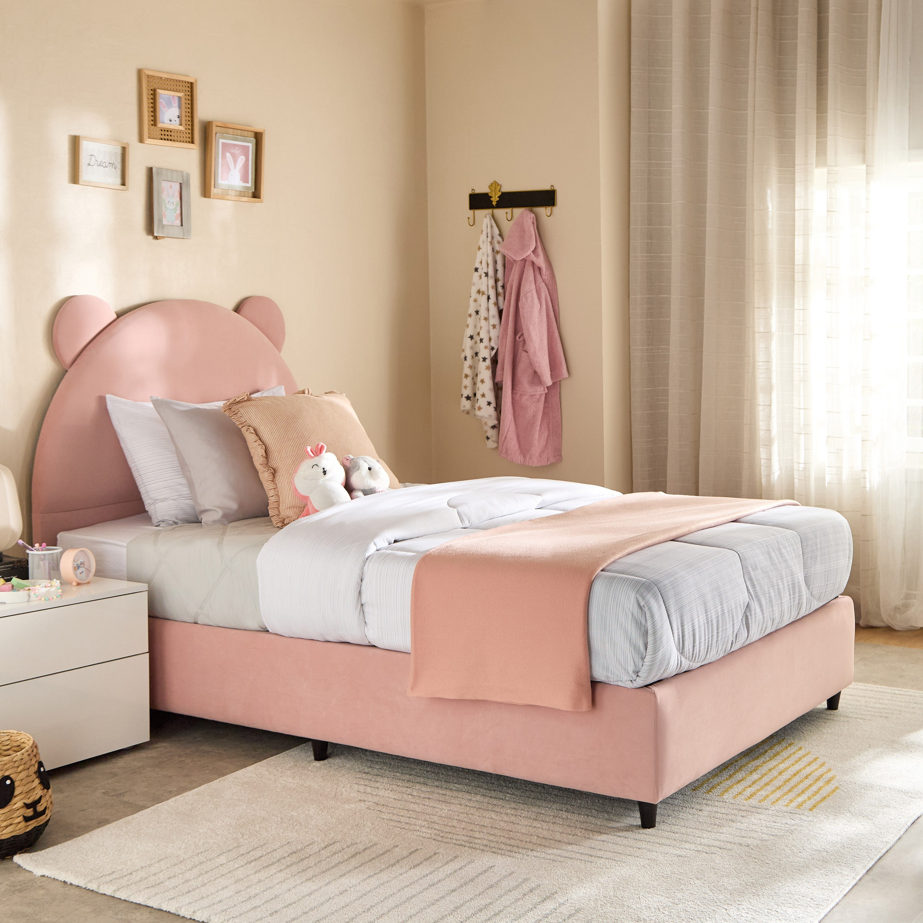 Ivory Clara Upholstered Twin Bed - 120x200 cm-hbxbedroom-bedsandbedsets-upholsteredbeds-twin-image-1
