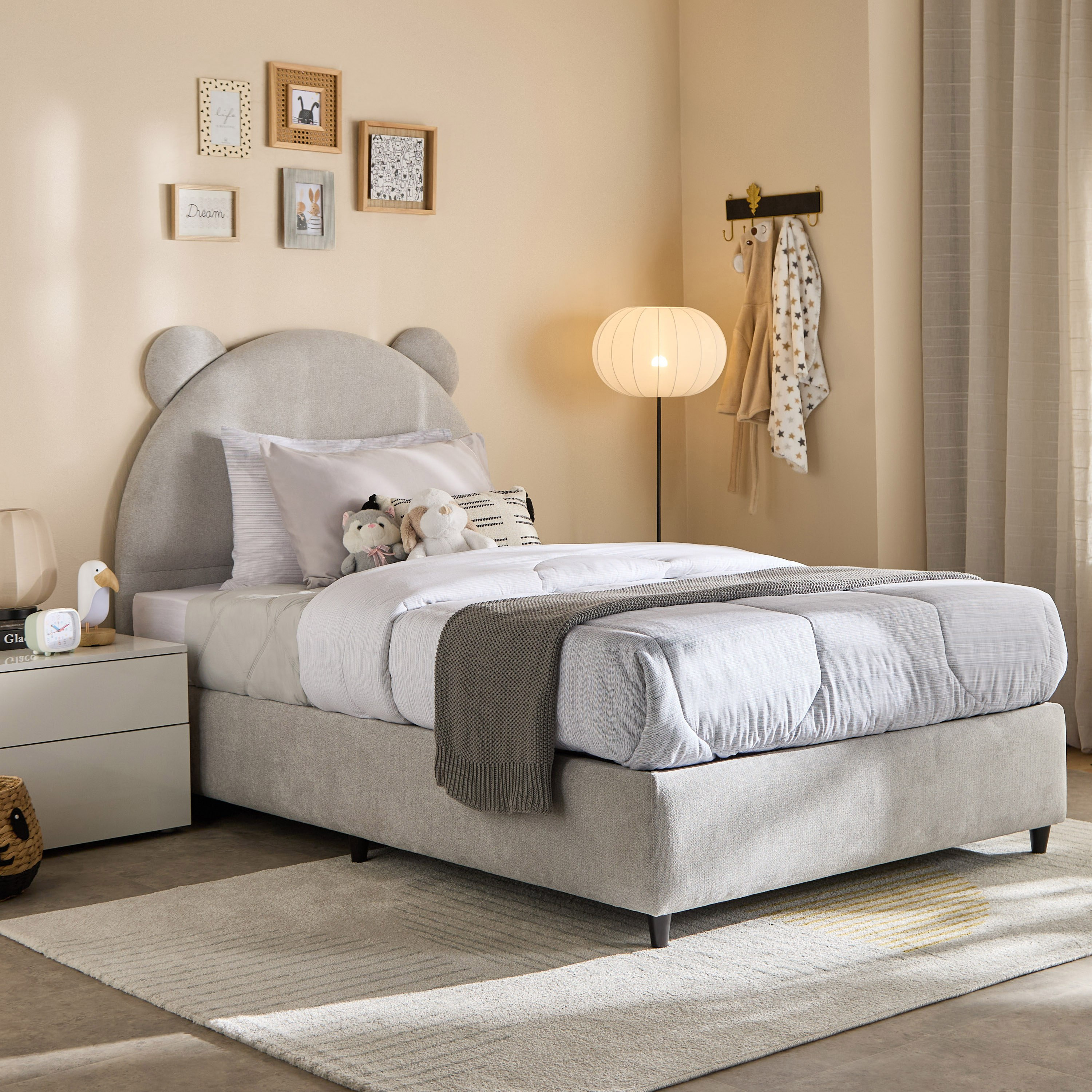 Ivory Clara Upholstered Single Bed - 90x200 cm-hbxkidsandyouth-bedsandbedsets-beds-single-image-1