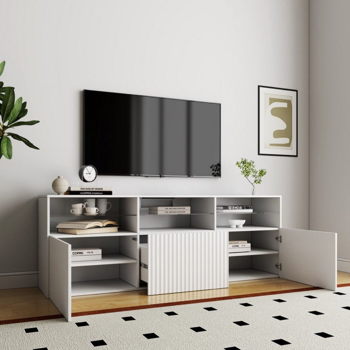 Riva Arena 3-Piece High Media Unit with 2.3 and 1.3 Meter Tall Display Storage Cabinet-hbxlivingroom-mediaunitsandstorage-tvunits-image-7