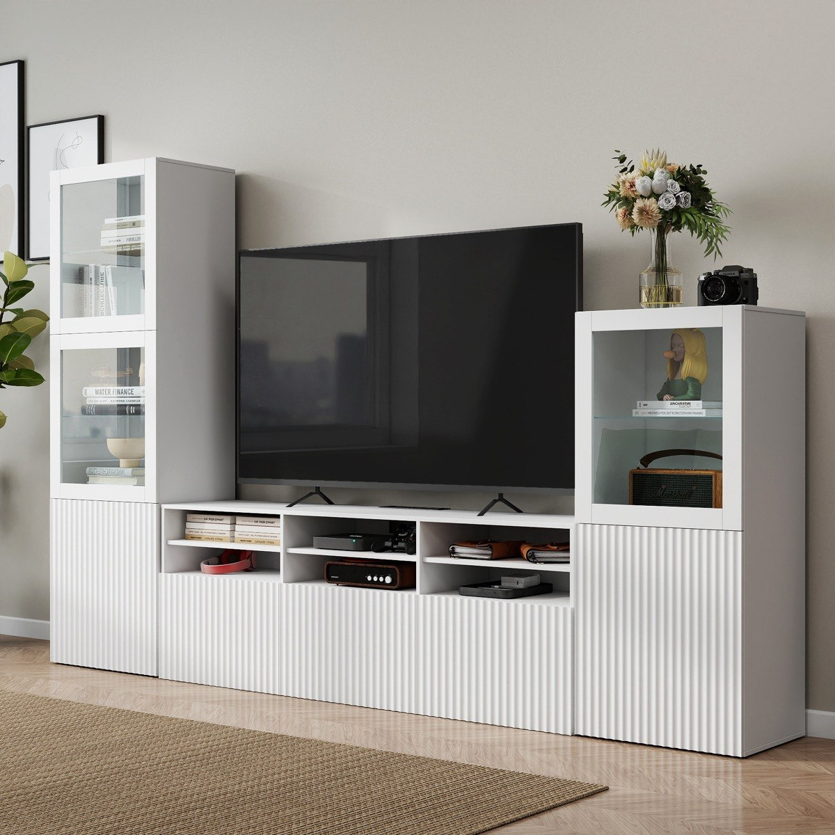 Riva Emma 3-Piece High Media Unit with 1.9 and 1.3 Meter Tall Display Storage Cabinet-hbxlivingroom-mediaunitsandstorage-tvunits-image-1