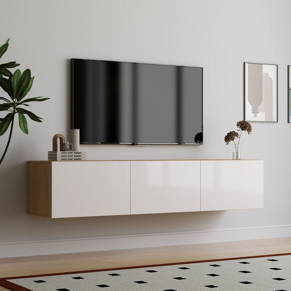 Riva Arena 4-Piece High Media Unit with 2.3 Metre Tall Display Cabinet and Glass Door Wall Unit-hbxlivingroom-mediaunitsandstorage-tvunits-image-6