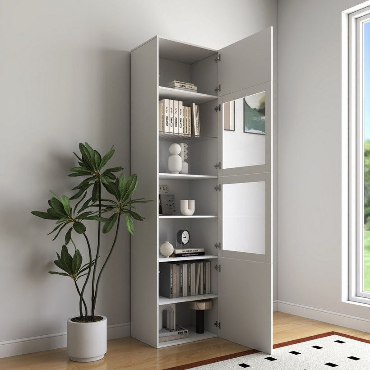 Riva 4-Piece Media Unit with 2.3 Meter Tall Display Storage Cabinet and Glass Door Wall Unit-hbxlivingroom-mediaunitsandstorage-tvunits-image-3