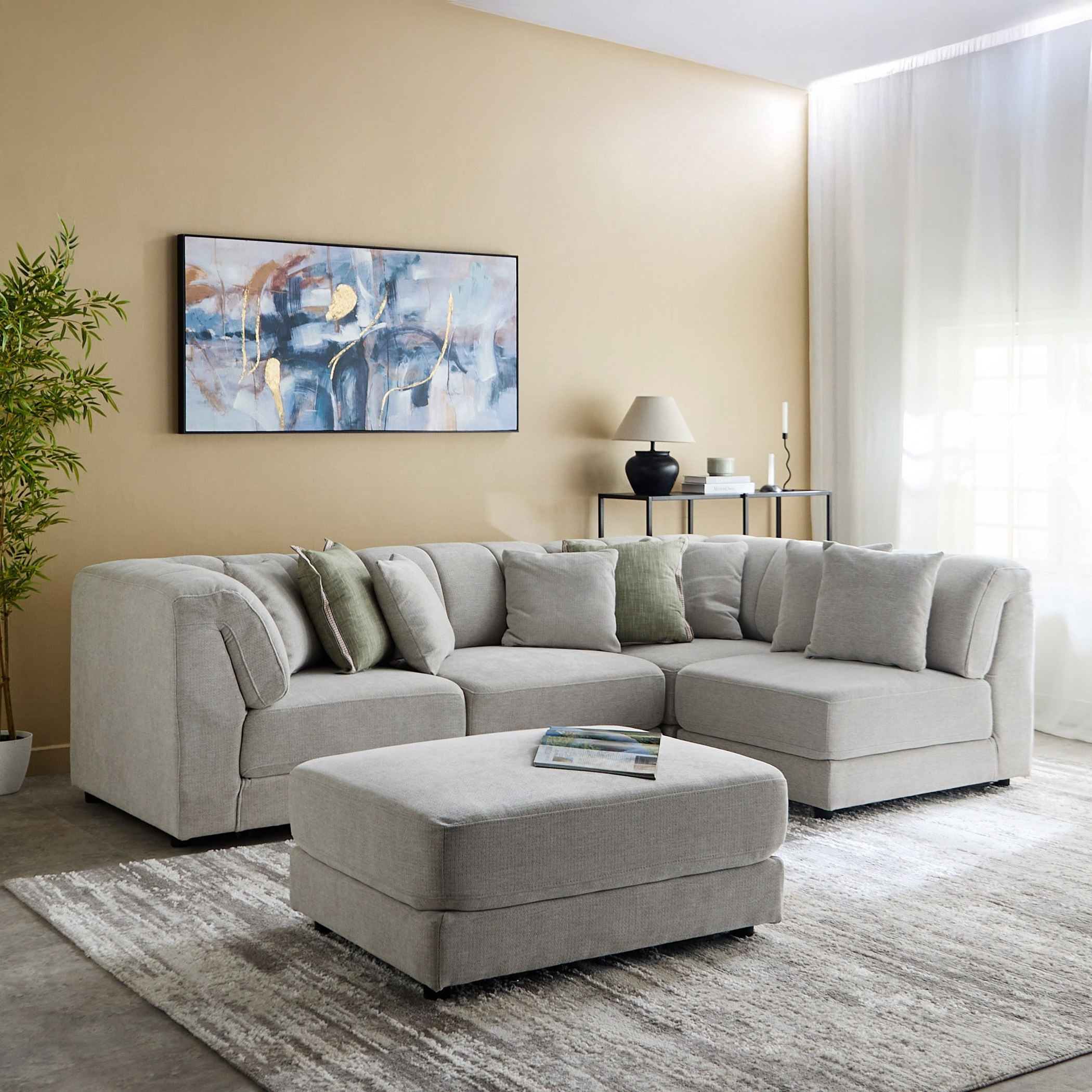 Skive 5-Seater Corner Fabric Sofa with Ottoman-hbxlivingroom-sofasandarmchairs-modularsofas-image-1