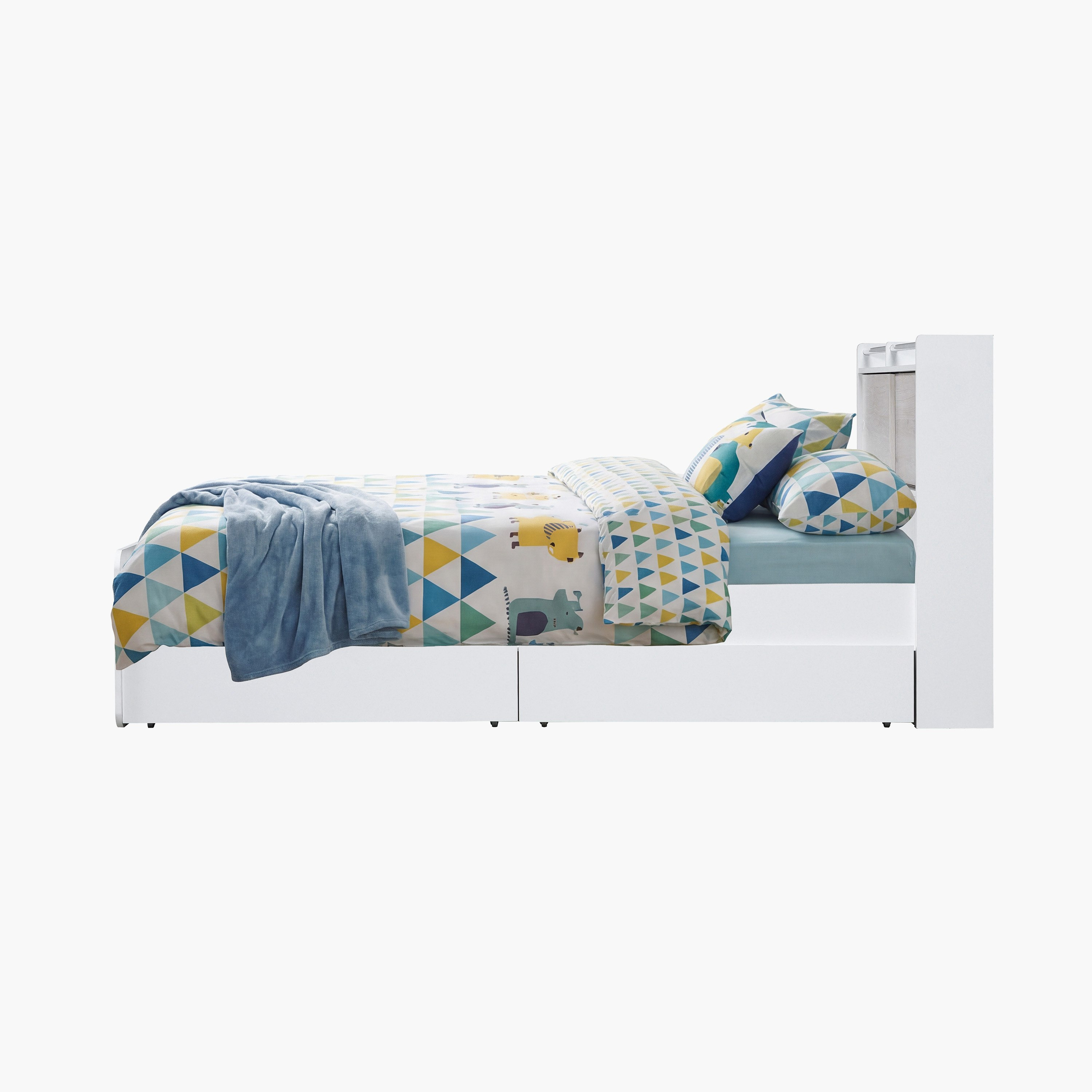 Ivory Twin Bed with Sliding Storage Headboard and 2 Storage Drawer Boxes - 120x200 cm-hbxfurniture-kidsroom-kidsroomsets-twin-image-5