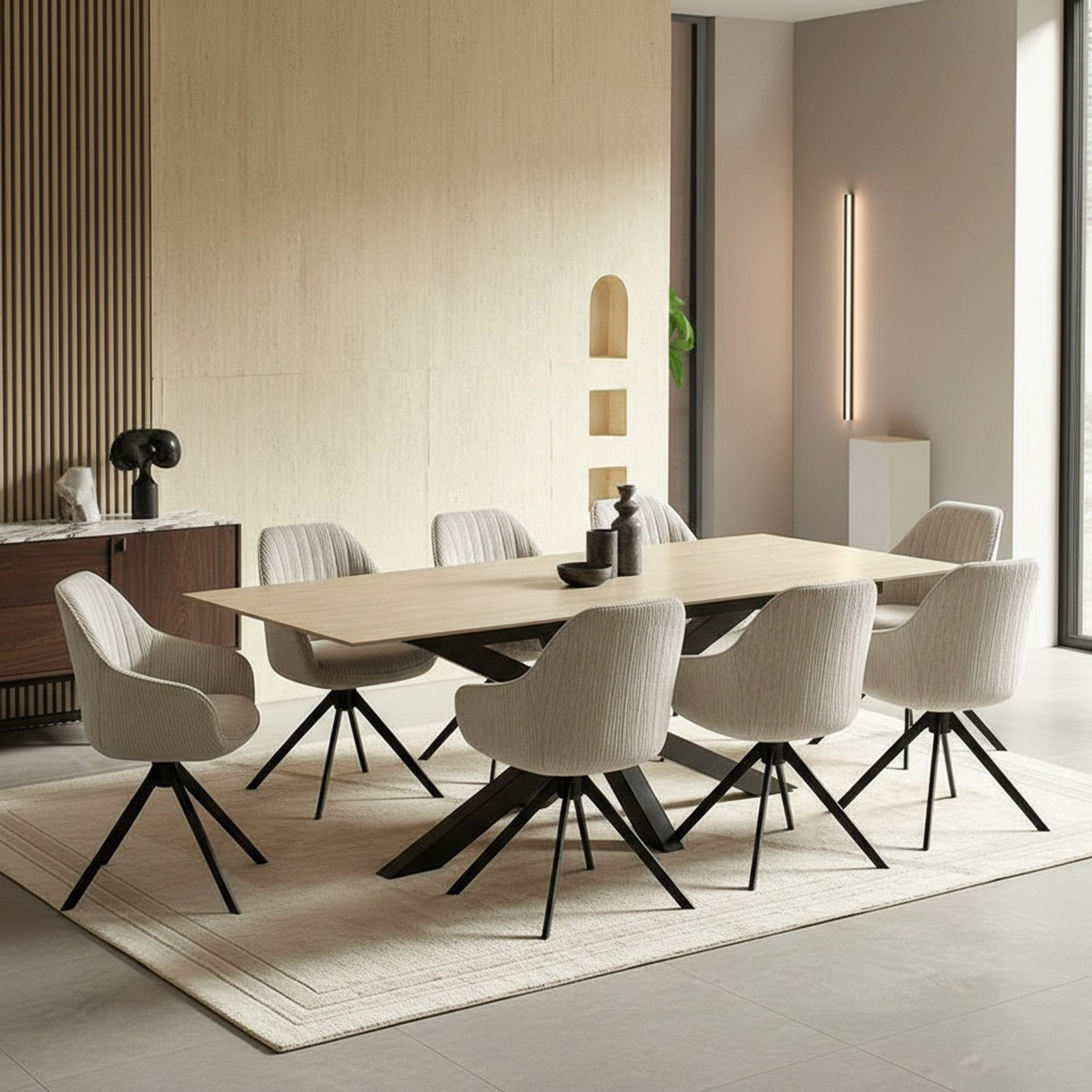 Welwick 8-Seater Sintered Stone Dining Set-hbxfurniture-diningtablesandsets-diningsets-eightseater-image-1