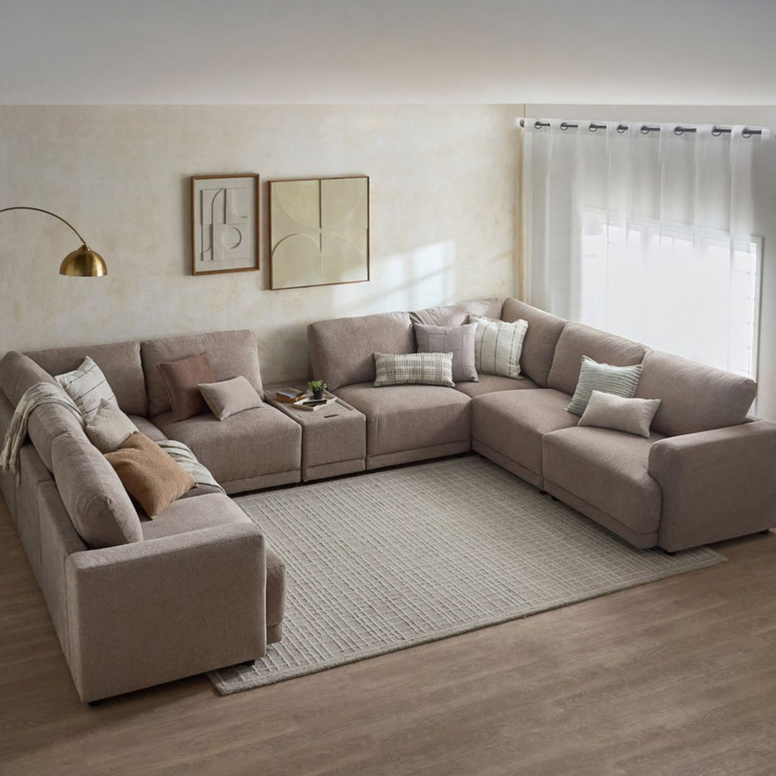 Flexa 8-Seater Corner Fabric Sofa with Console-hbxfurniture-modular-modularsofas-image-1