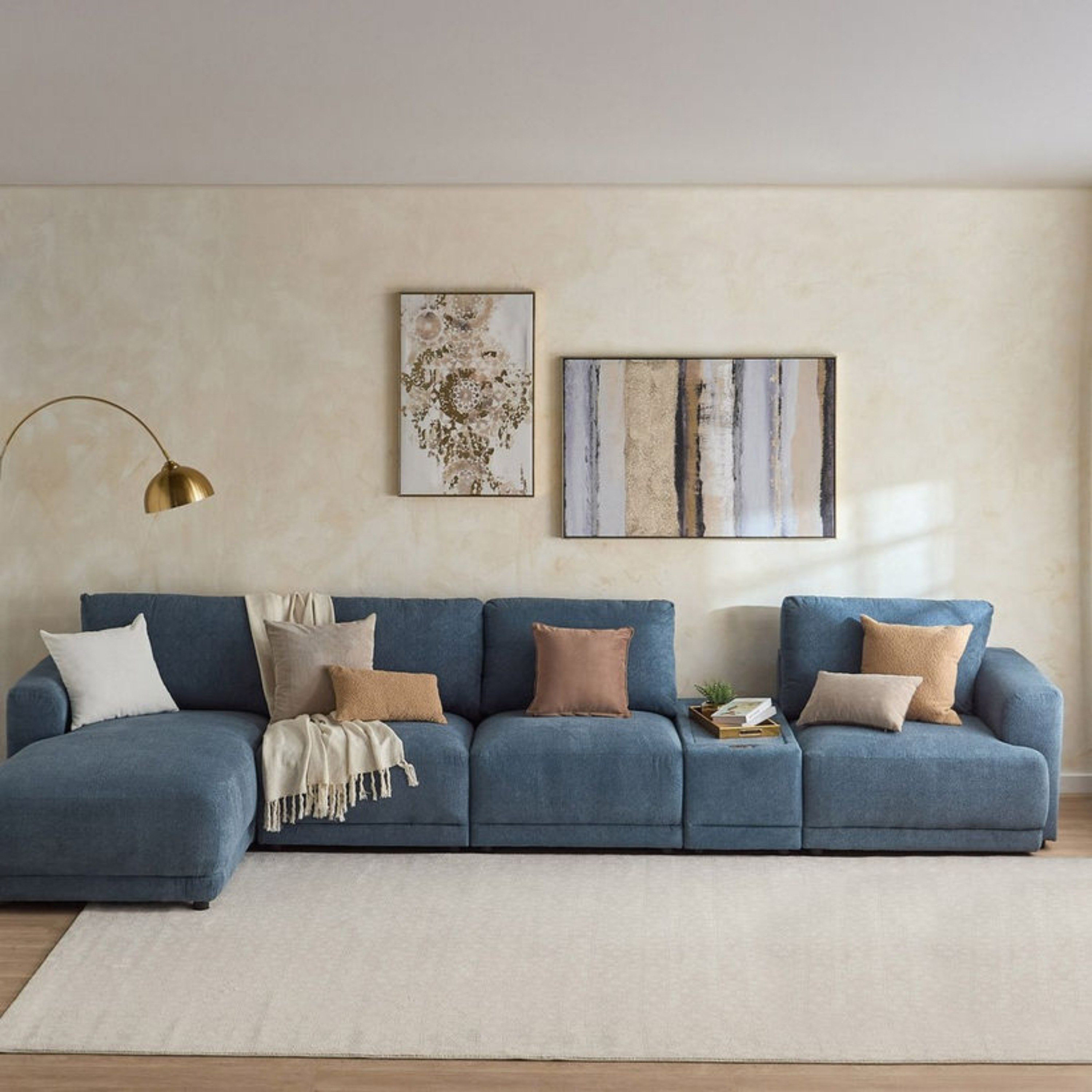 Flexa 5-Seater Left Corner Fabric Sofa with Console-hbxfurniture-modular-modularsofas-image-1