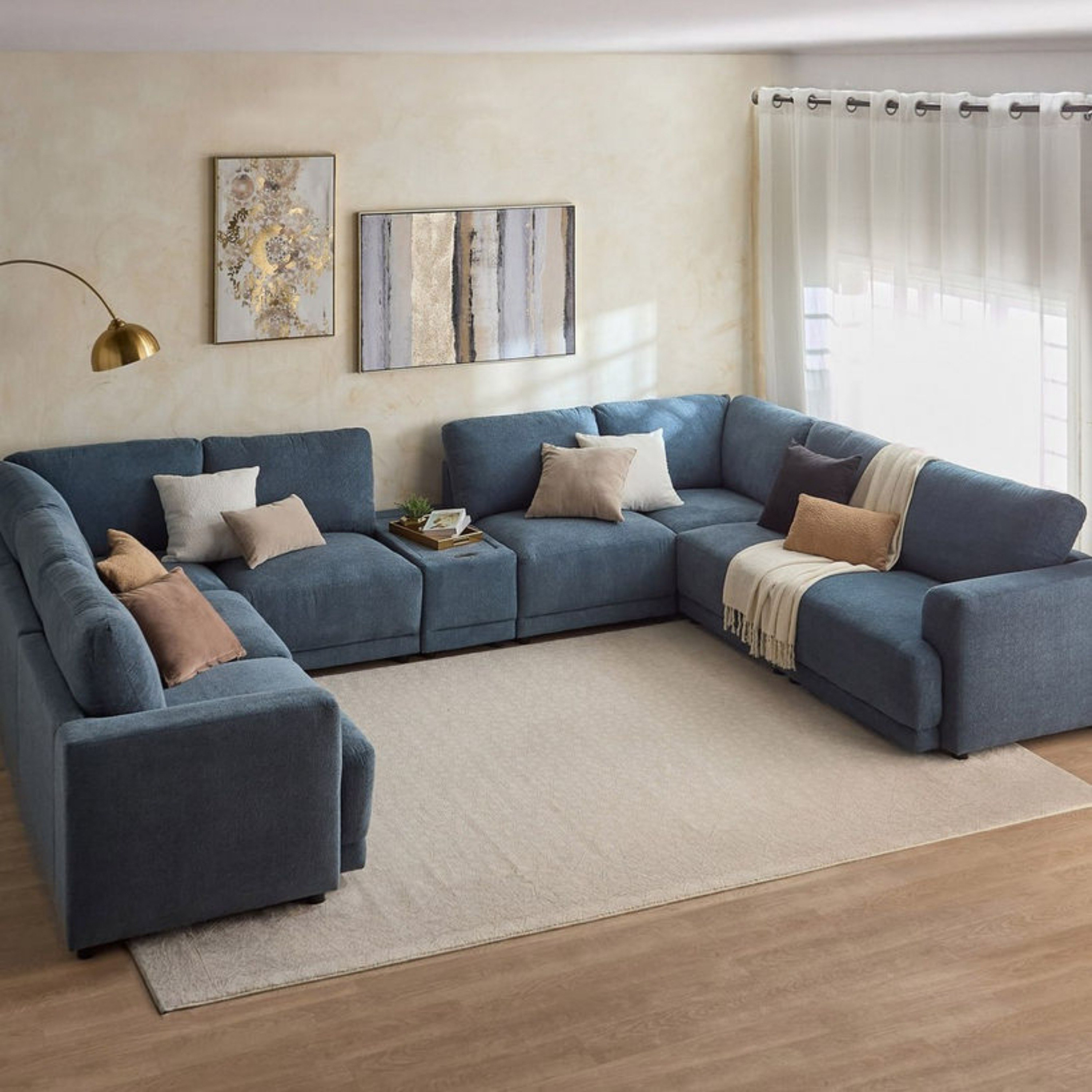 Flexa 8-Seater Corner Fabric Sofa with Console-hbxfurniture-modular-modularsofas-image-1