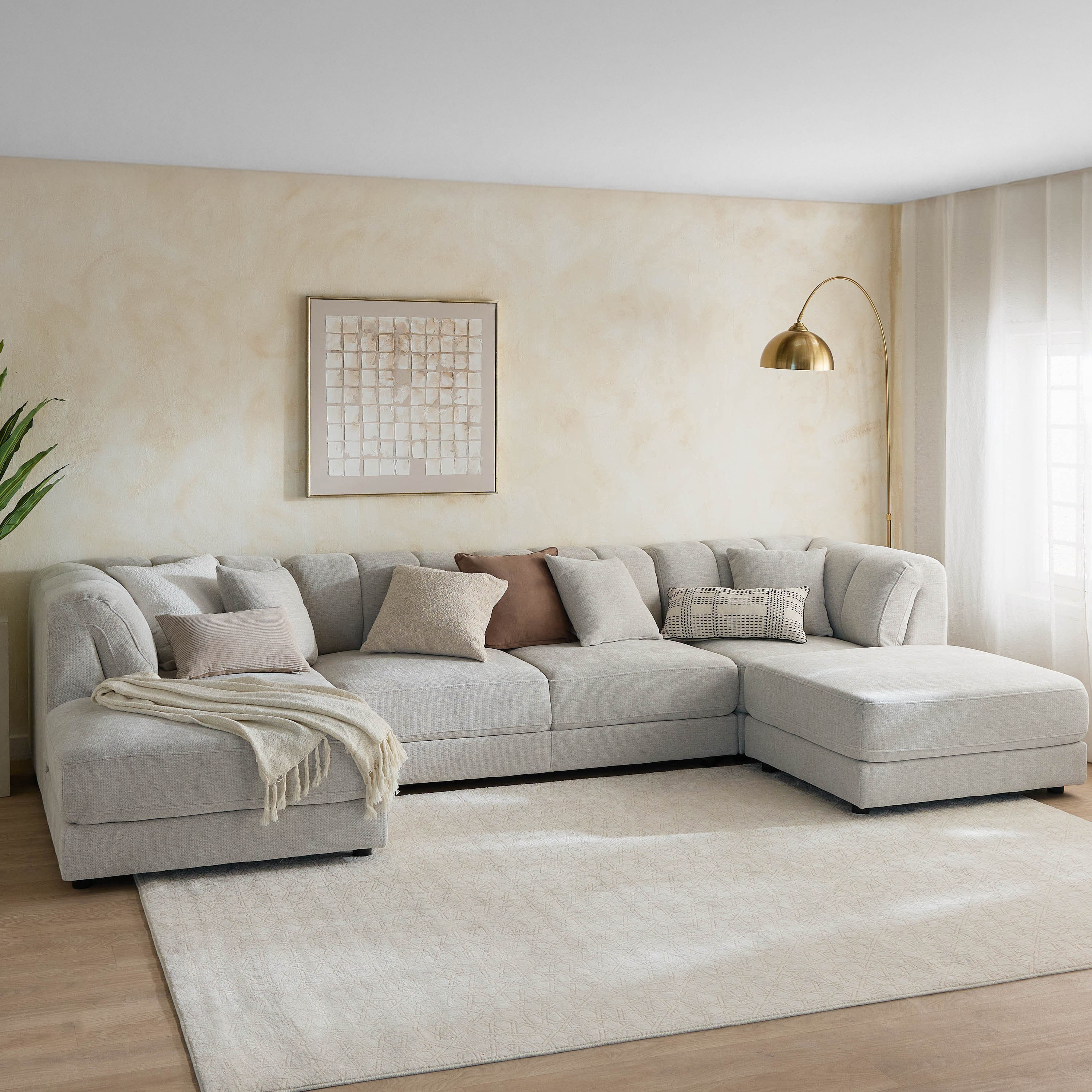 Skive 6-Seater Fabric Left Corner Sofa with Ottoman-hbxlivingroom-sofasandarmchairs-modularsofas-image-1