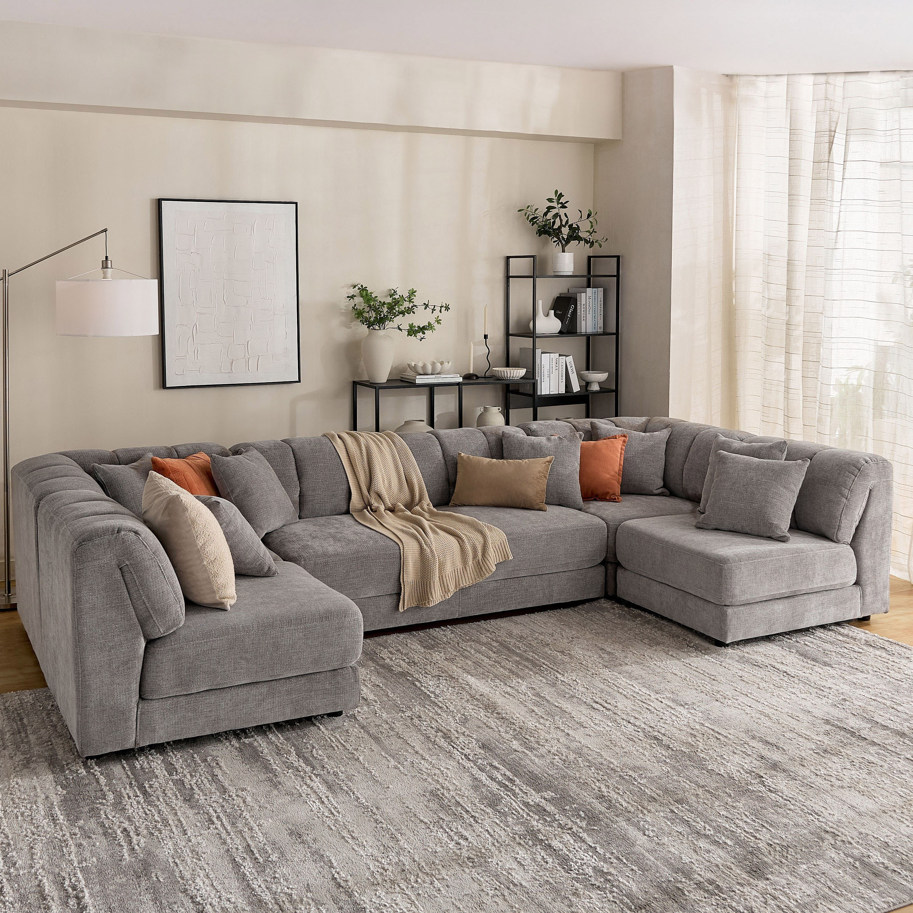 Skive 6-Seater Fabric Corner Sofa with Ottoman-hbxlivingroom-sofasandarmchairs-modularsofas-image-1