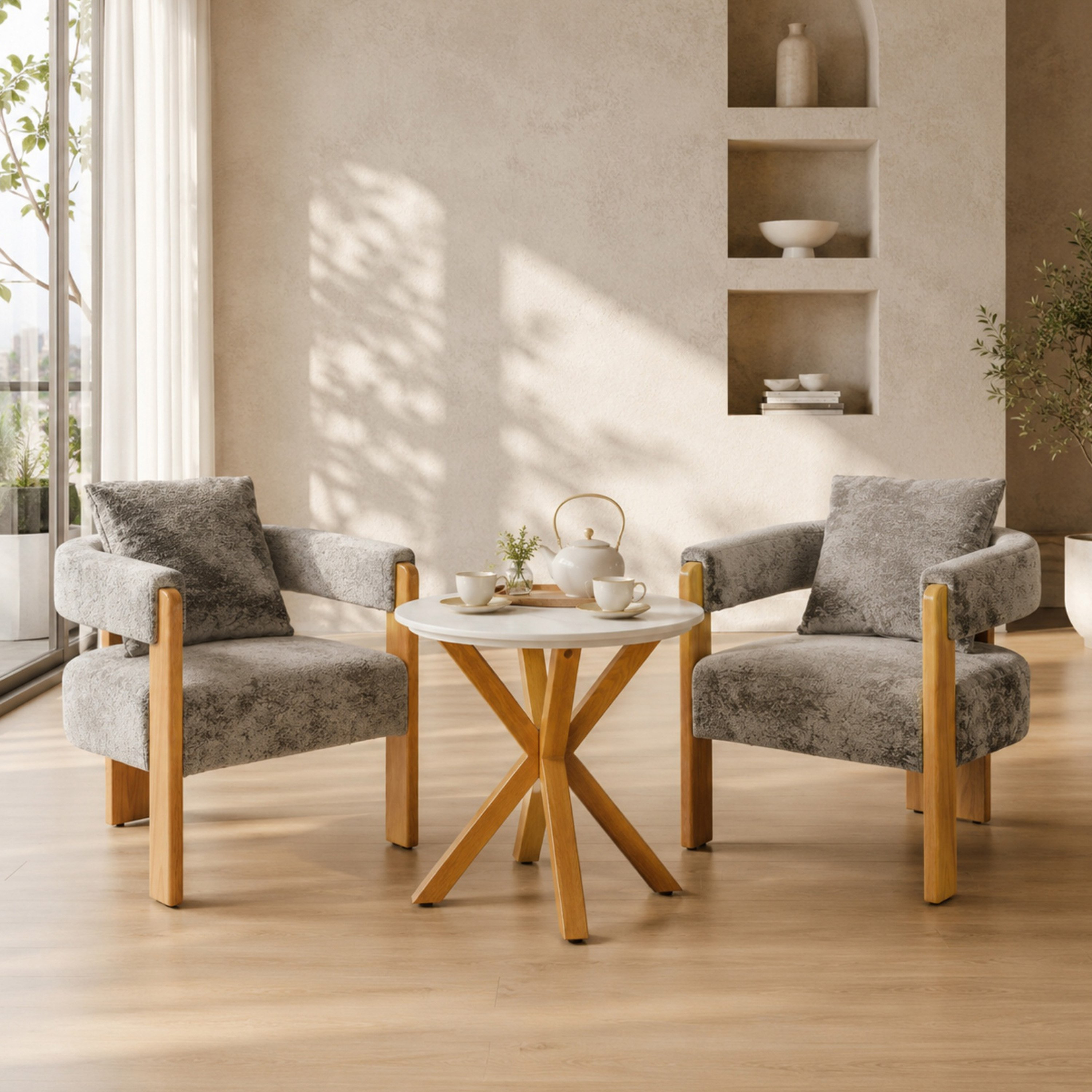 Cocoon Welwick 2-Seater Sintered Stone Tea Set-hbxfurniture-diningtablesandsets-diningsets-twoseater-image-1
