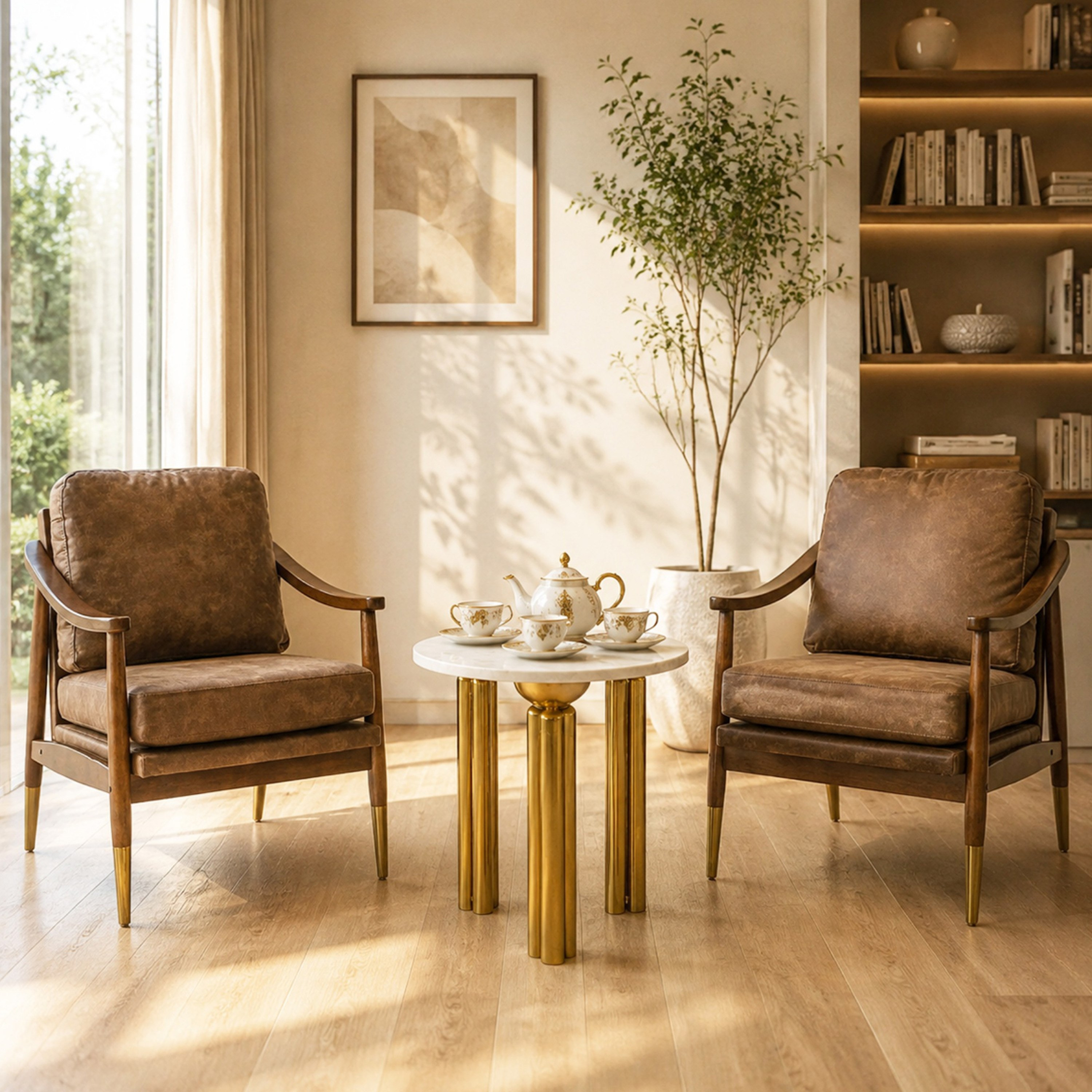 Alora Varna 2-Seater Genuine Marble Tea Set-hbxfurniture-diningtablesandsets-diningsets-twoseater-image-1