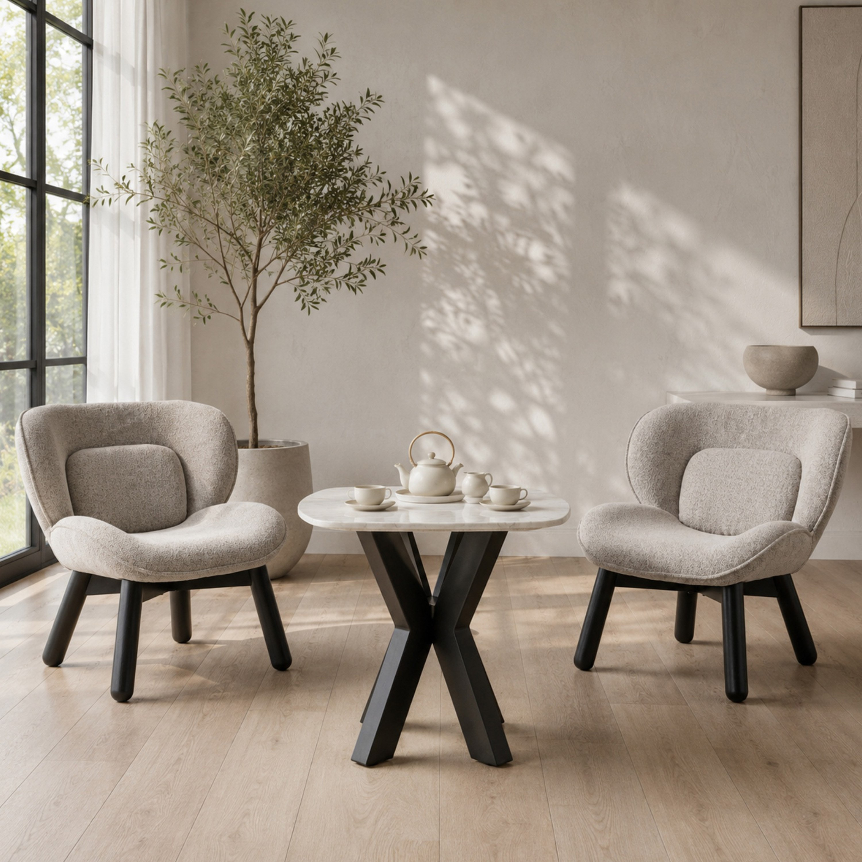 Shila Portola 2-Seater Genuine Marble Tea Set-hbxfurniture-diningtablesandsets-diningsets-twoseater-image-1