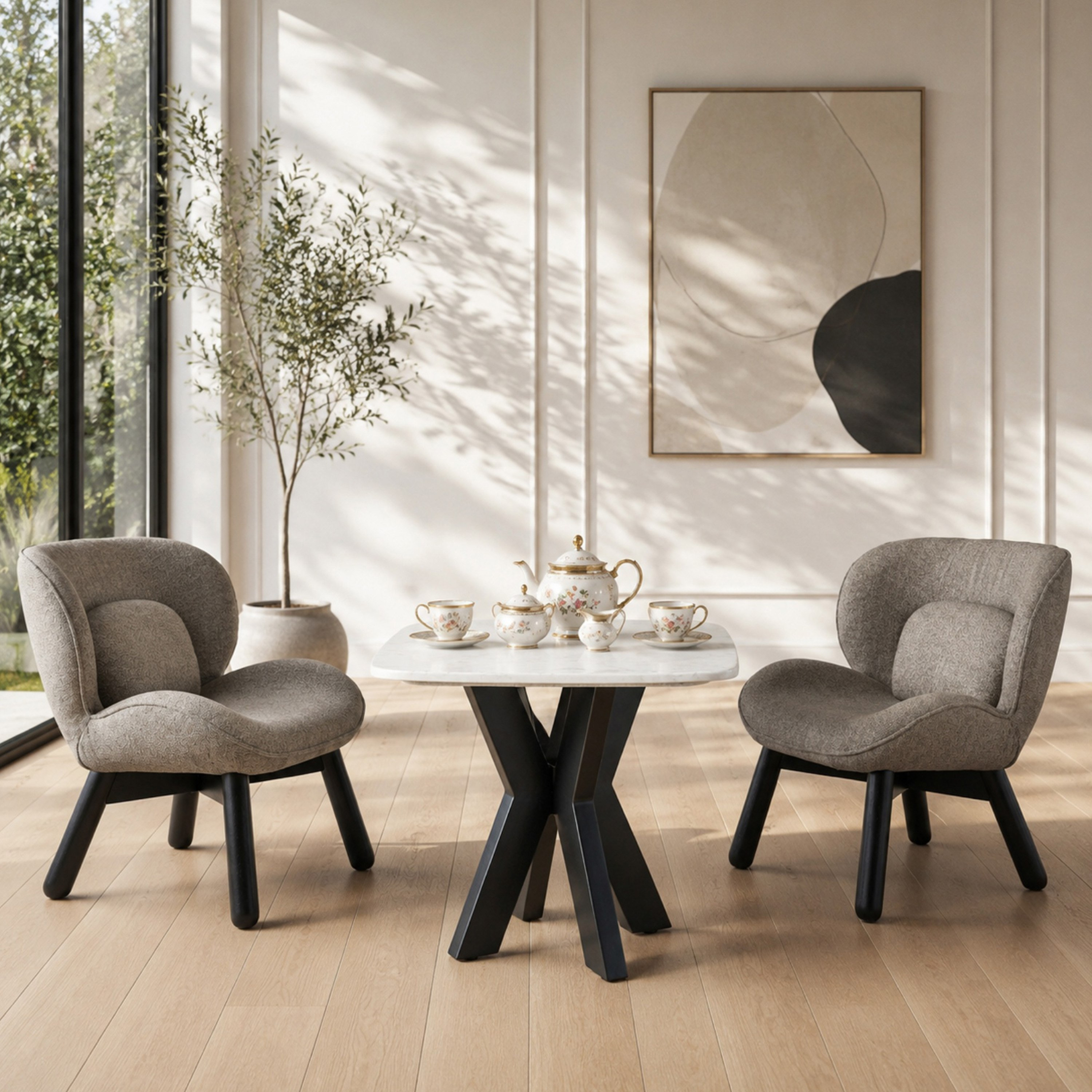 Shila Portola 2-Seater Genuine Marble Tea Set-hbxfurniture-diningtablesandsets-diningsets-twoseater-image-1