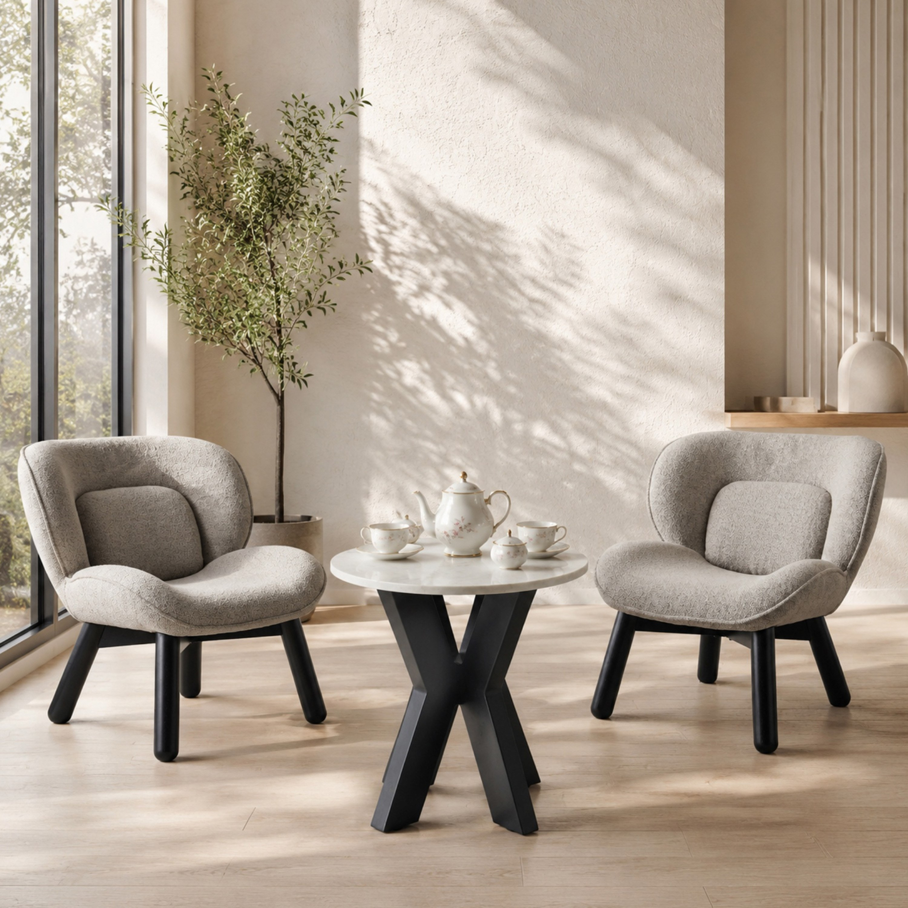 Shila Paul 2-Seater Genuine Marble Tea Set-hbxfurniture-diningtablesandsets-diningsets-twoseater-image-1