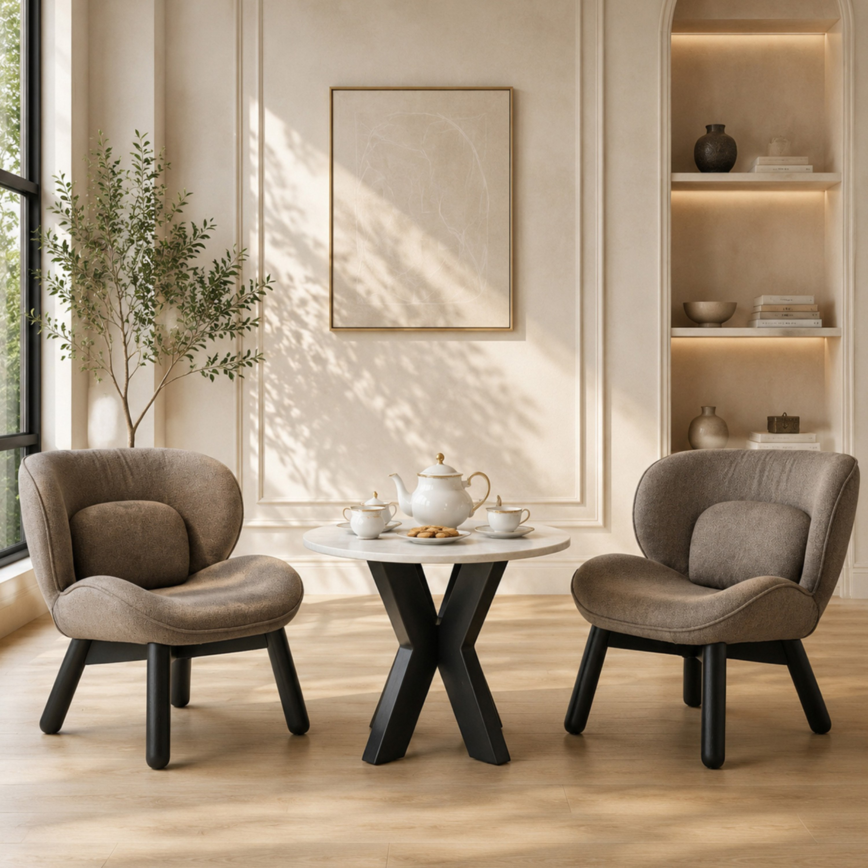 Shila Paul 2-Seater Genuine Marble Tea Set-hbxfurniture-diningtablesandsets-diningsets-twoseater-image-1