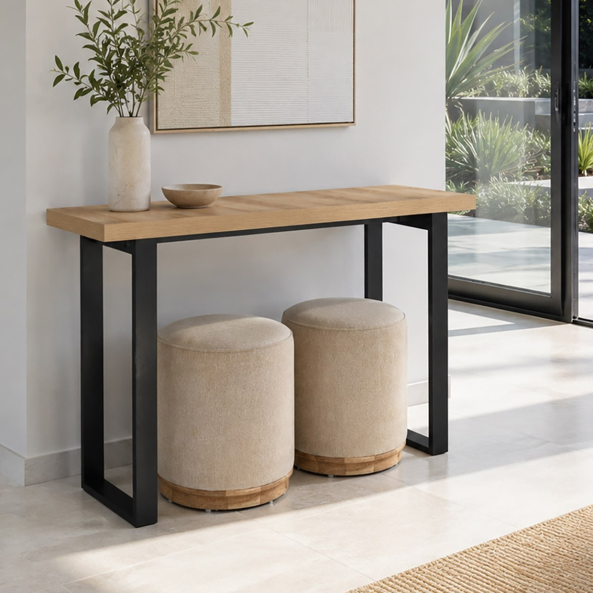 Iris Oasis Console with 2 Ottomans-hbxfurniture-tablesandstands-consoletables-image-1