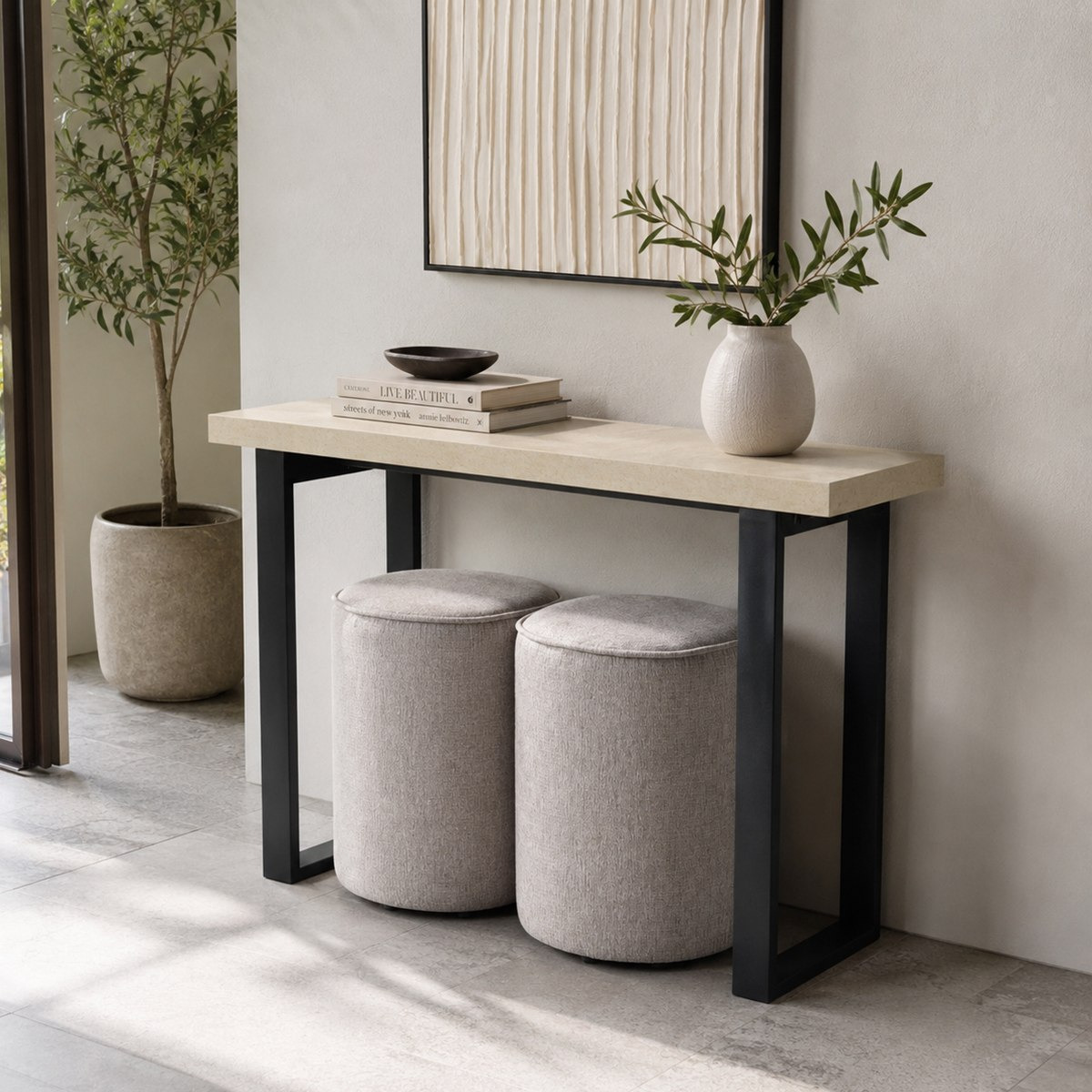 Iris Crescent Console with 2 Ottomans-hbxfurniture-tablesandstands-consoletables-image-1
