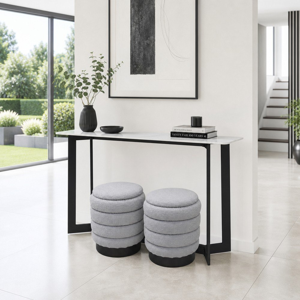 Barecelona Dolce Sintered Stone Top Console with 2 Ottomans-hbxfurniture-tablesandstands-consoletables-image-1