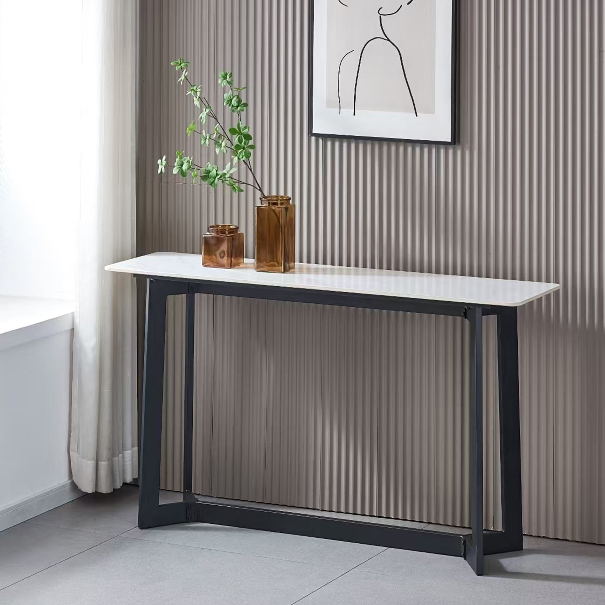 Barecelona Zafra Sintered Stone Top Console with 2 Ottomans-hbxfurniture-tablesandstands-consoletables-image-7