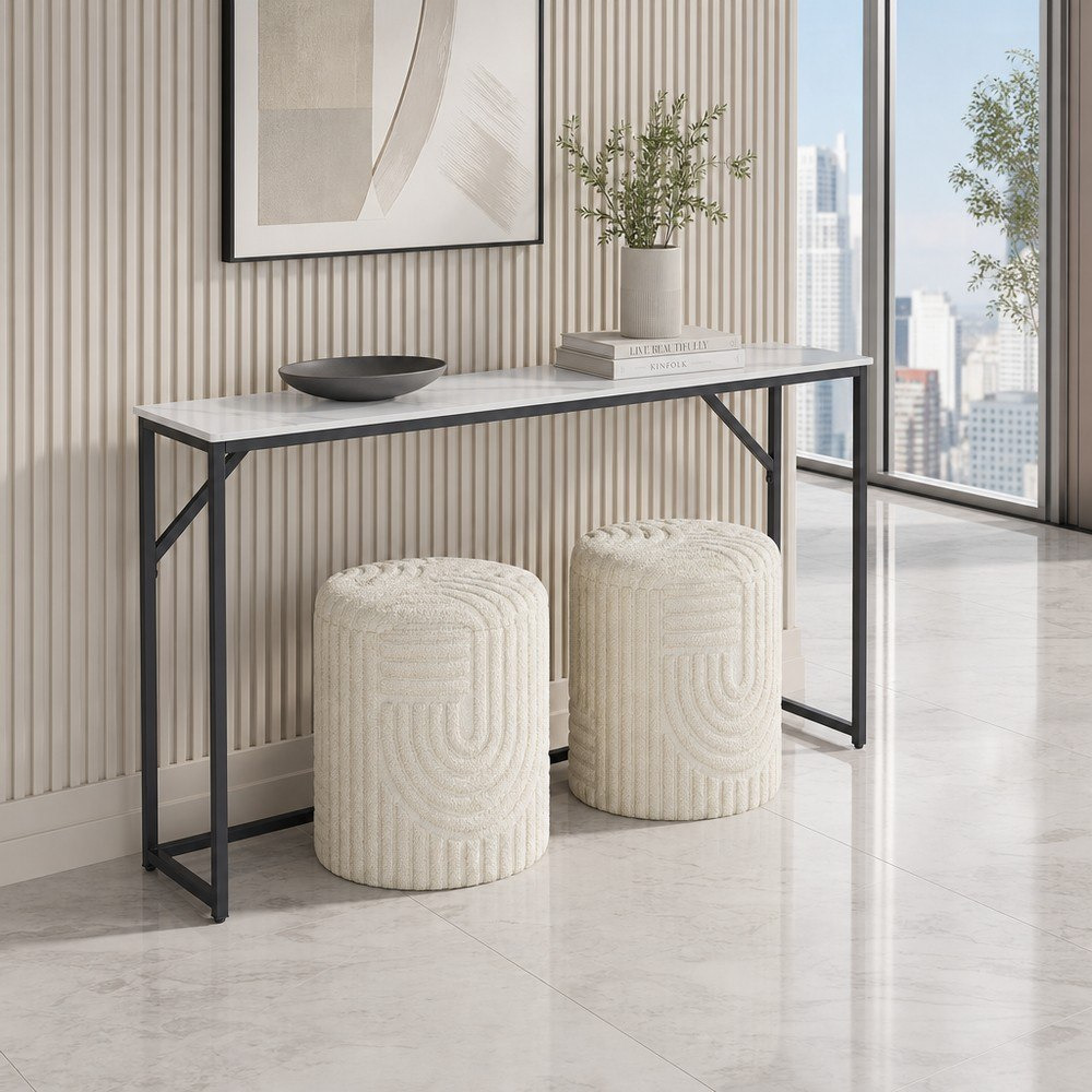 Crompton Gromo 3-Piece Sintered Stone Top Console and Ottoman Set-hbxfurniture-tablesandstands-consoletables-image-1