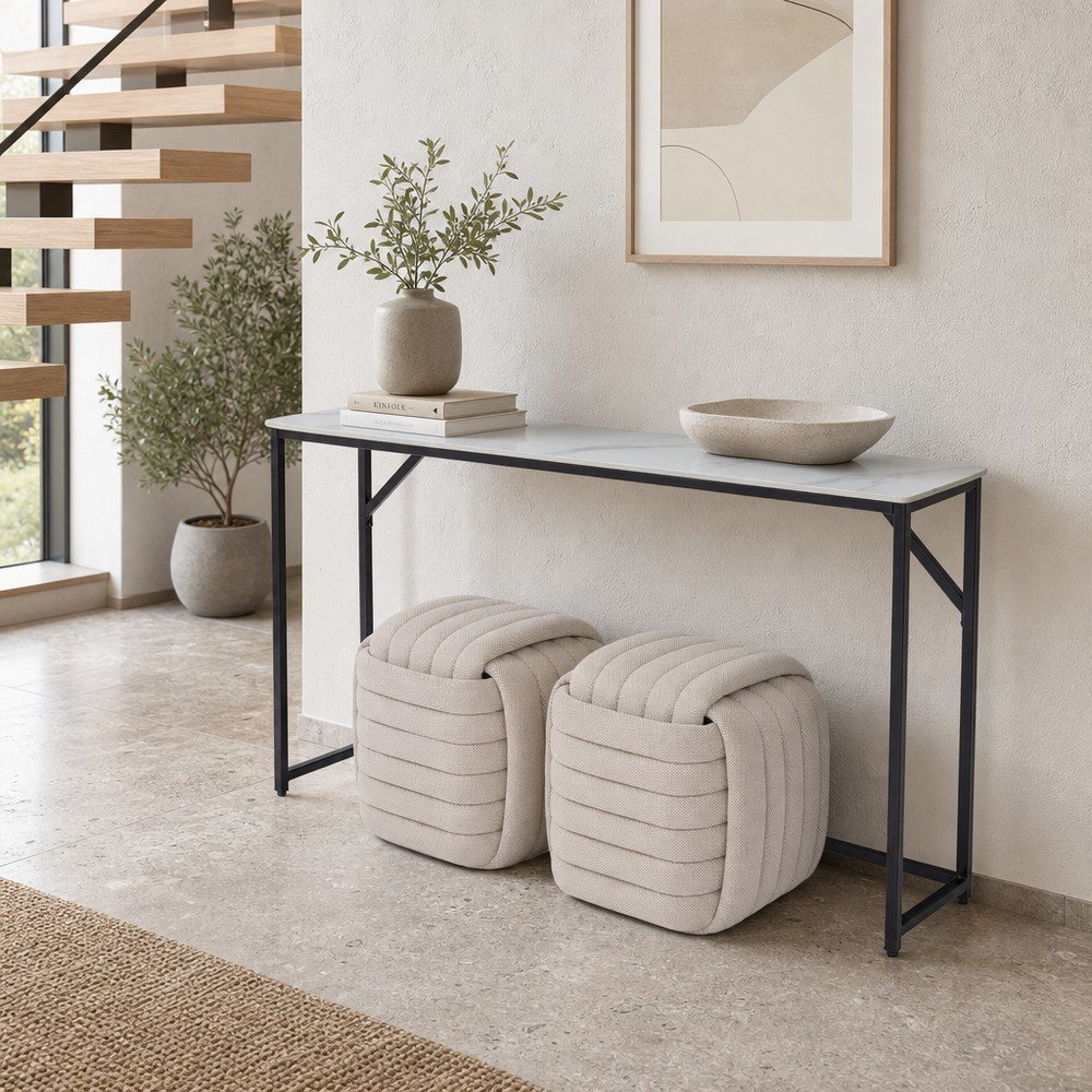 Crompton Lyno Sintered Stone Top Console with 2 Ottomans-hbxfurniture-tablesandstands-consoletables-image-1