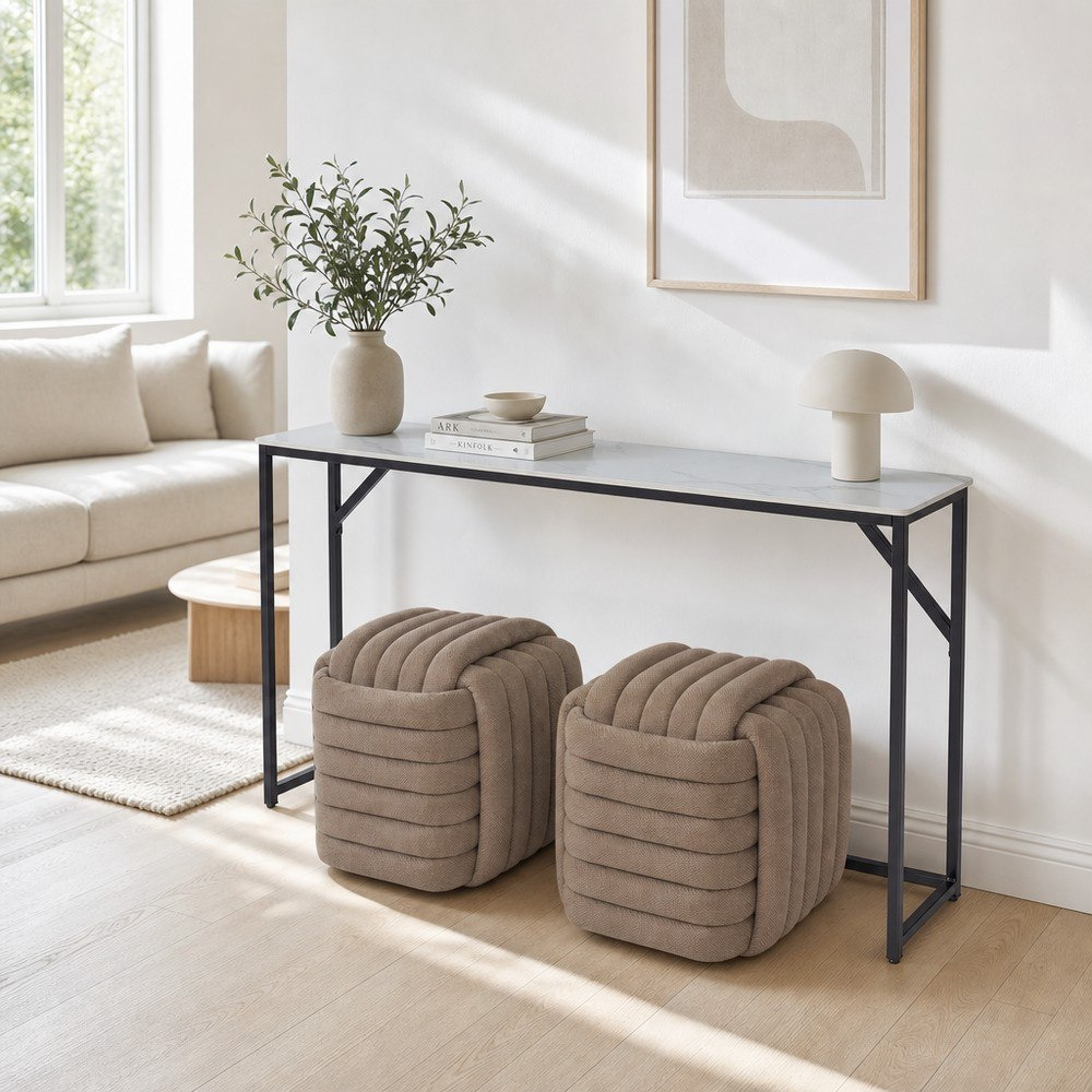 Crompton Lyno Sintered Stone Top Console with 2 Ottomans-hbxfurniture-tablesandstands-consoletables-image-1