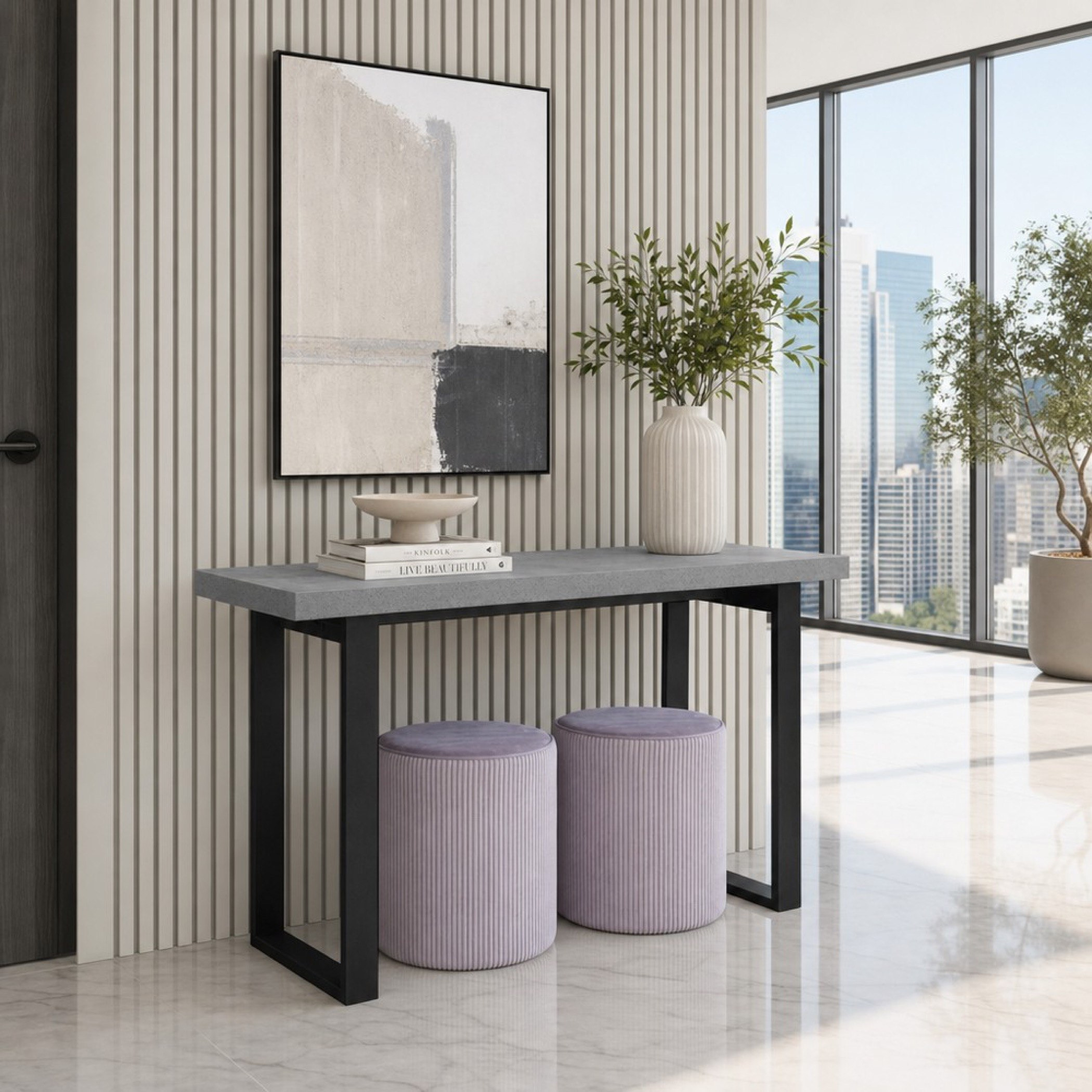 Iris Copen Console with 2 Ottomans-hbxfurniture-tablesandstands-consoletables-image-1