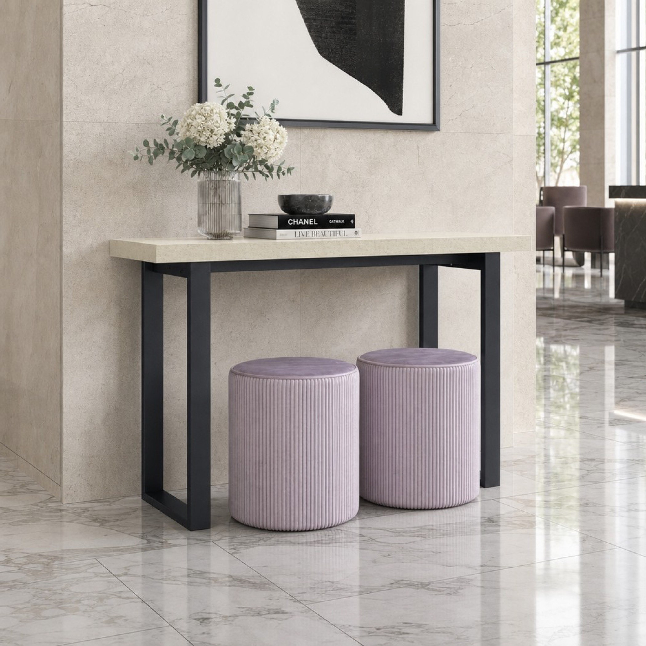 Iris Copen Console with 2 Ottomans-hbxfurniture-tablesandstands-consoletables-image-1
