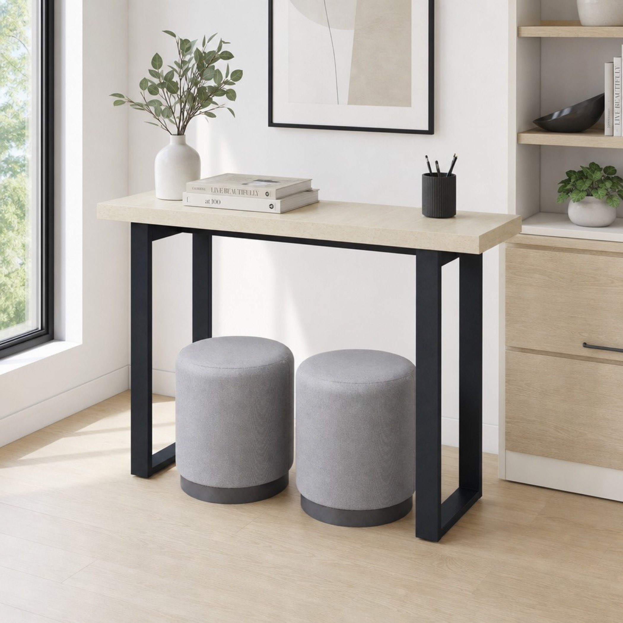Iris Kiva Console with 2 Ottomans-hbxfurniture-tablesandstands-consoletables-image-1