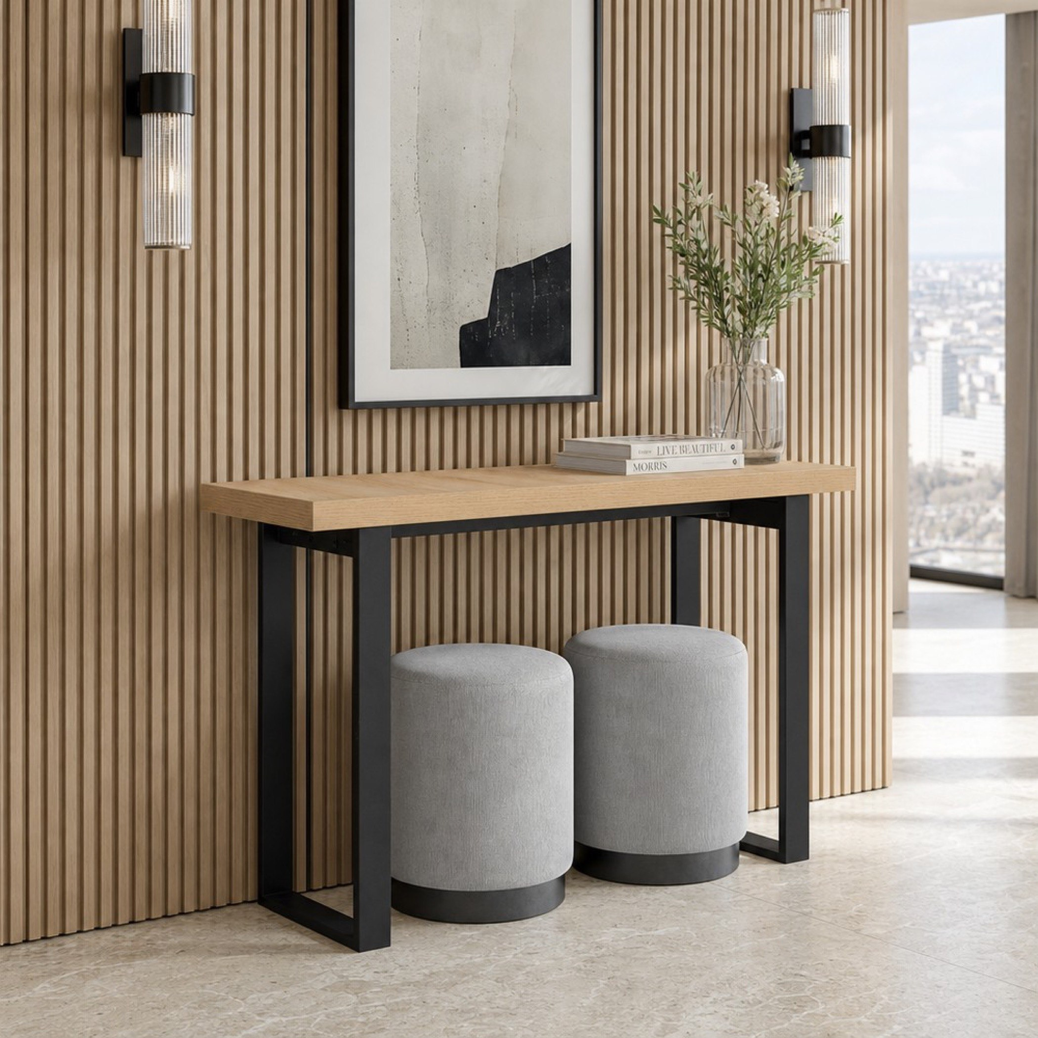 Iris Kiva Console with 2 Ottomans-hbxfurniture-tablesandstands-consoletables-image-1