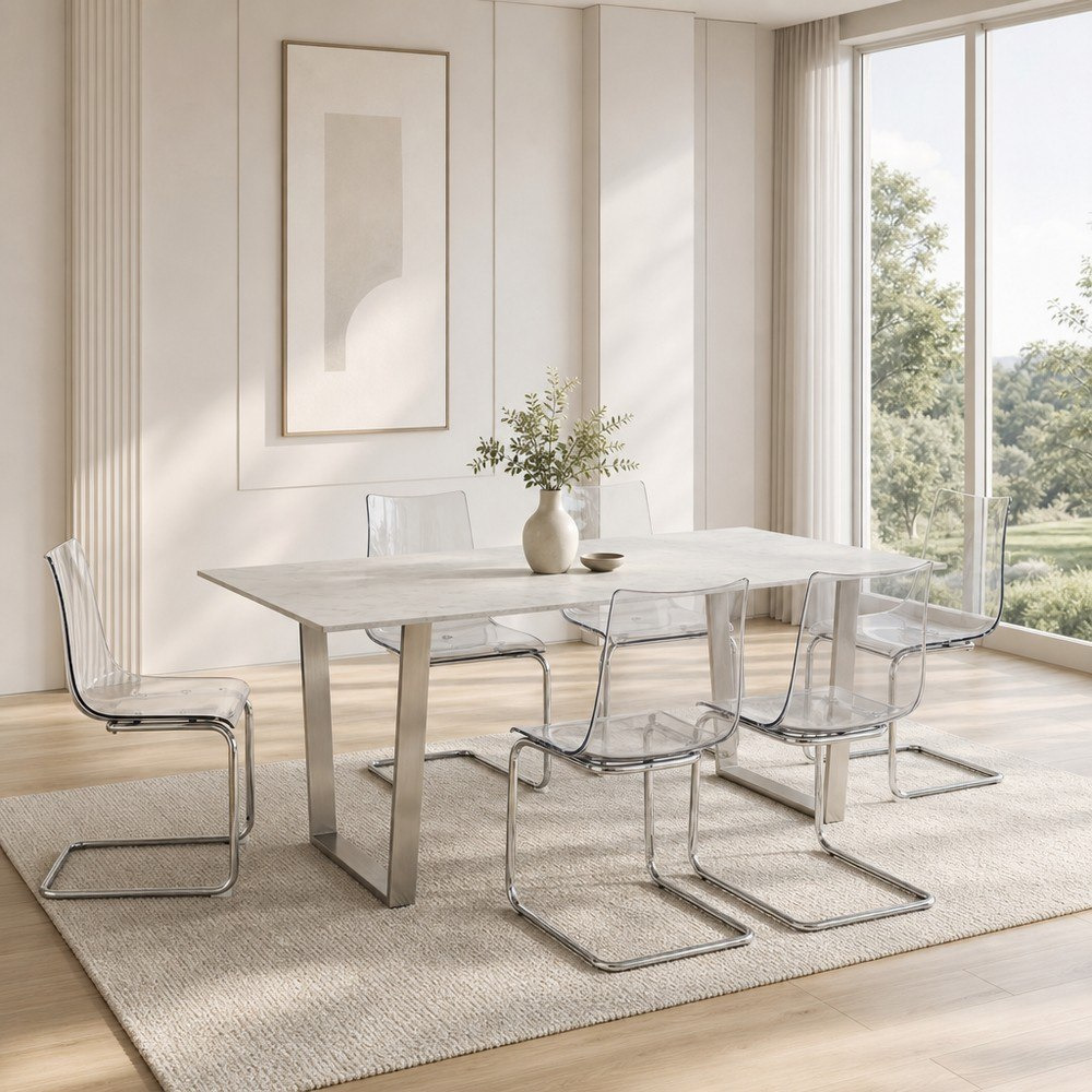 Silverado Grace 6-Seater Genuine Marble Top Dining Set-hbxfurniture-diningtablesandsets-diningsets-sixseater-image-1