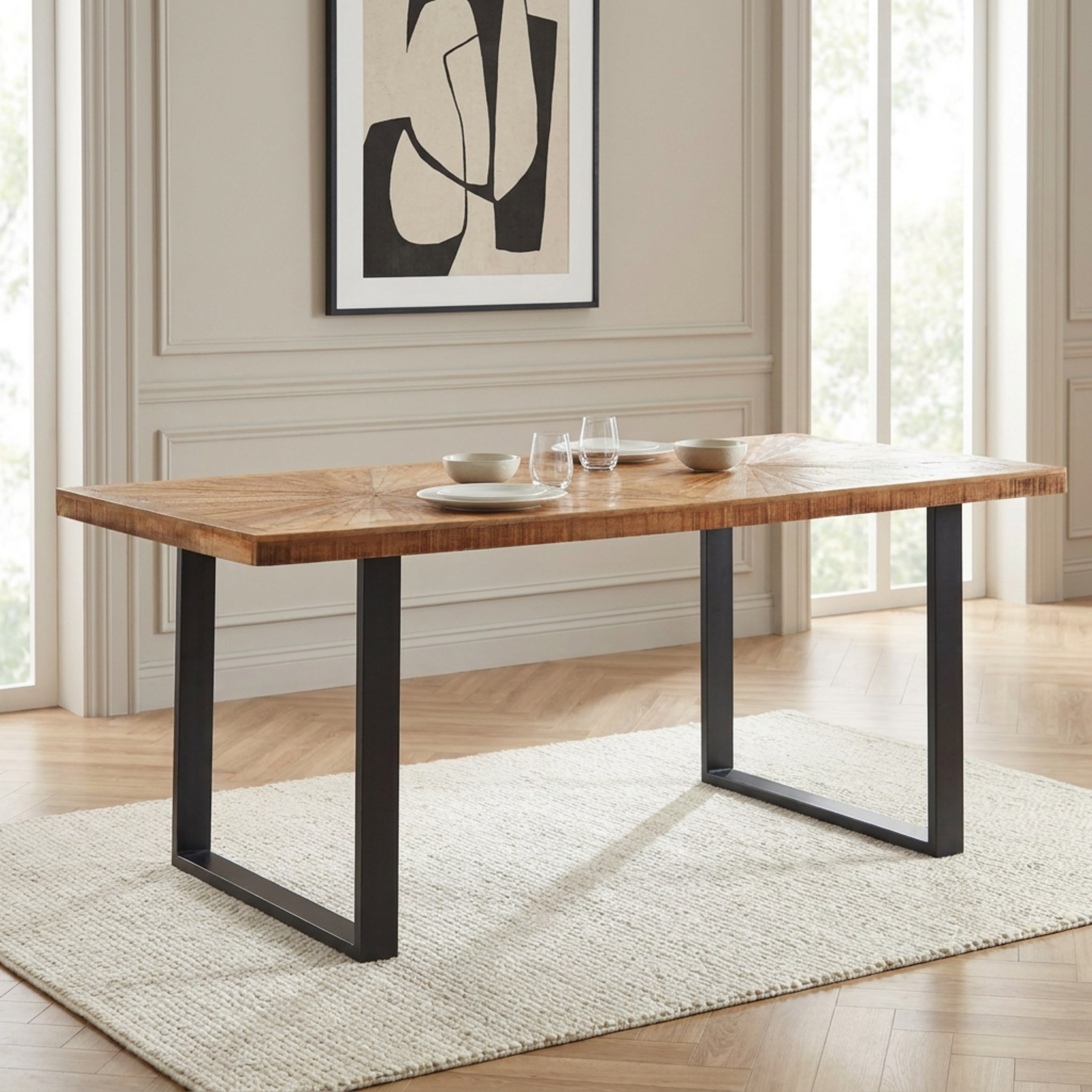 Cavon Florya Iris 6-Seater Solid Wood Dining Set-hbxfurniture-diningtablesandsets-diningsets-sixseater-image-2