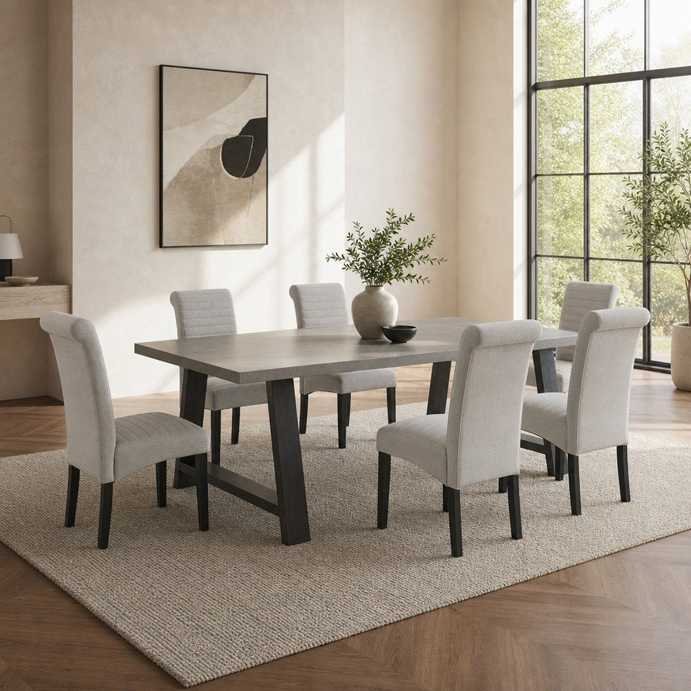 Movo Cambridge Angelic 6-Seater Dining Set-hbxfurniture-diningtablesandsets-diningsets-sixseater-image-1
