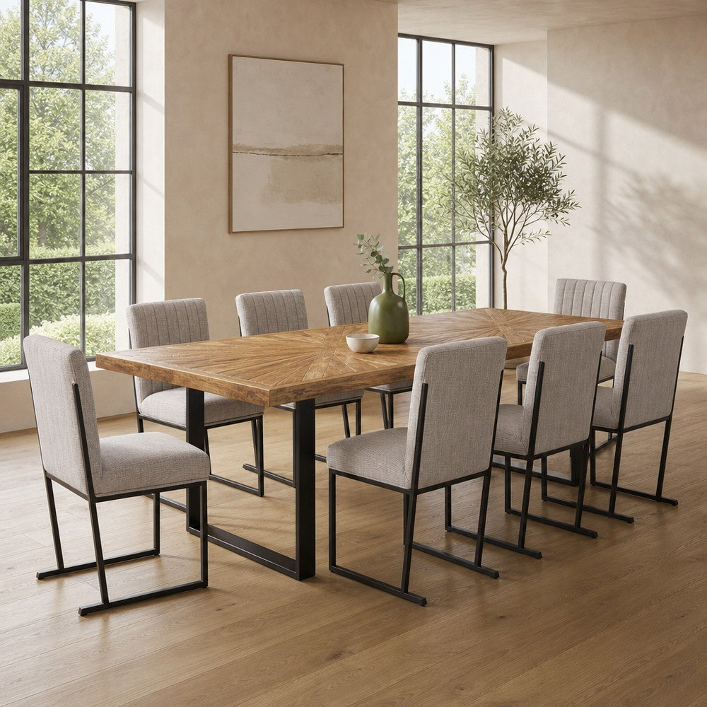Cavon Florya Iris 8-Seater Solid Wood Dining Set-hbxfurniture-diningtablesandsets-diningsets-eightseater-image-1