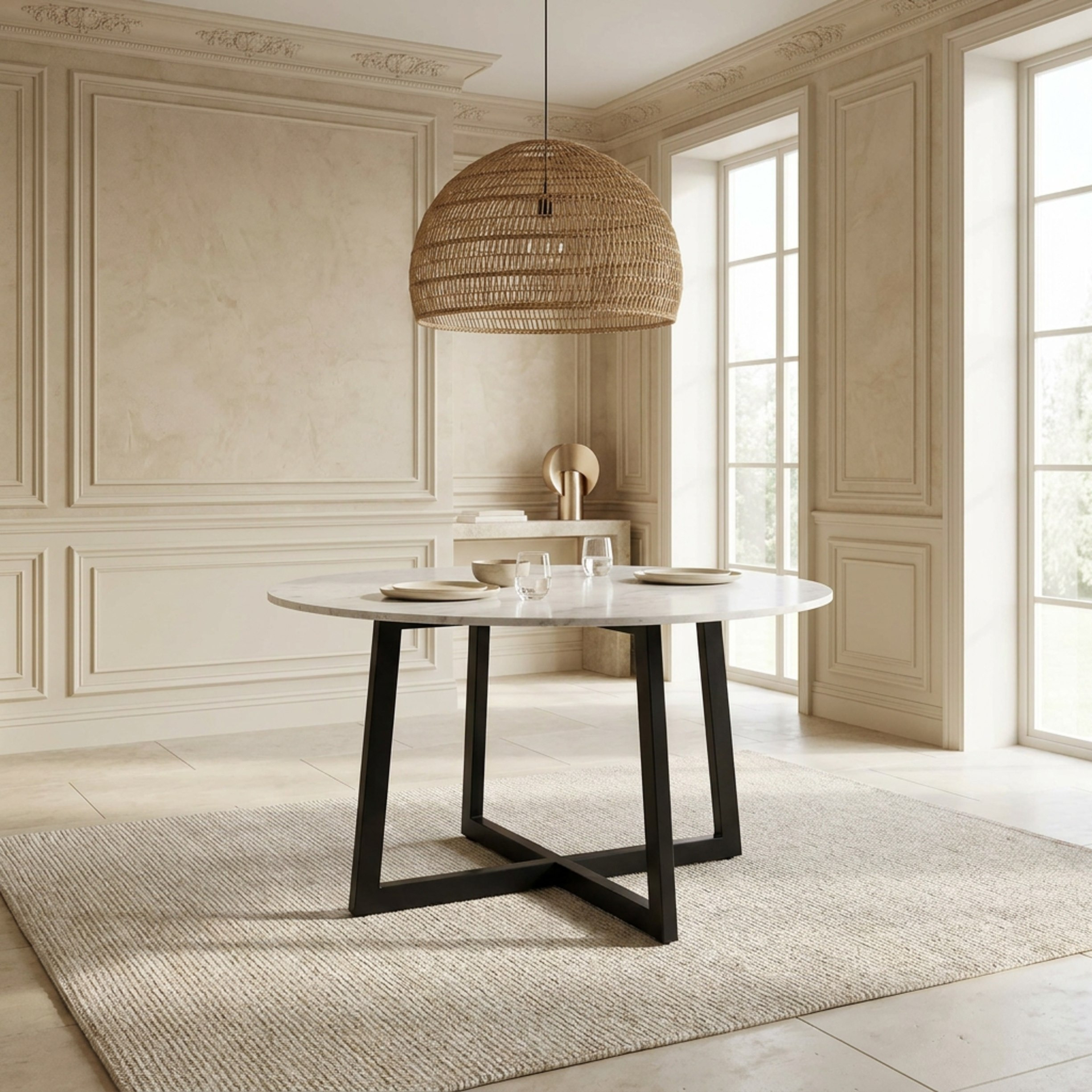 Vendra Blake Midtown 6-Seater Genuine Marble Top Dining Set-hbxfurniture-diningtablesandsets-diningsets-sixseater-image-2