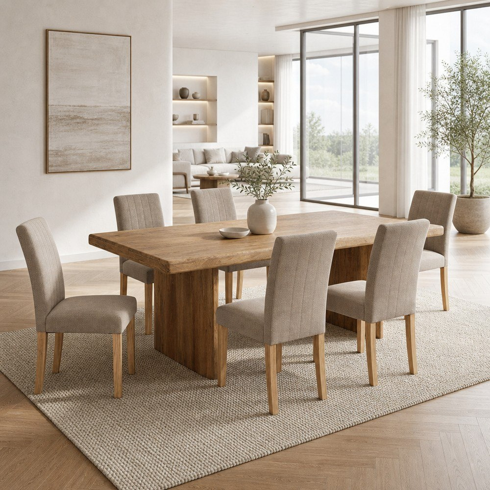 Cavon Clayton Bali 6-Seater Solid Wood Dining Set-hbxfurniture-diningtablesandsets-diningsets-sixseater-image-1