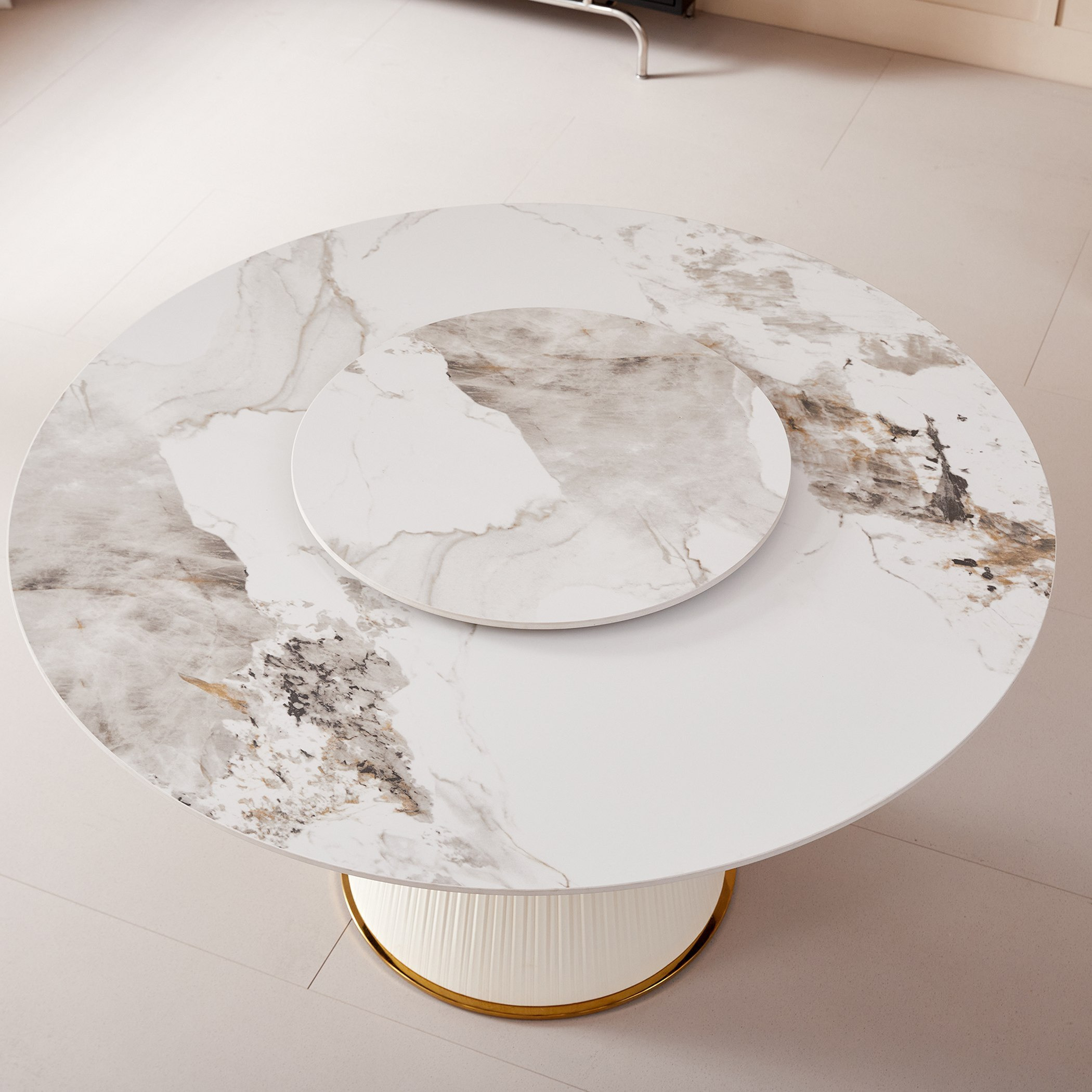 Carmella Pearl Round 6-Seater Sintered Stone Dining Set-hbxfurniture-diningtablesandsets-diningsets-sixseater-image-4